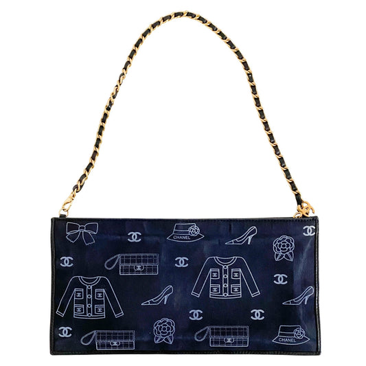 CHANEL Icon Motif Printed Chain Shoulder Bag, in , Sold by HIVE PRELOVED - Mini bags, Shoulder Bags,