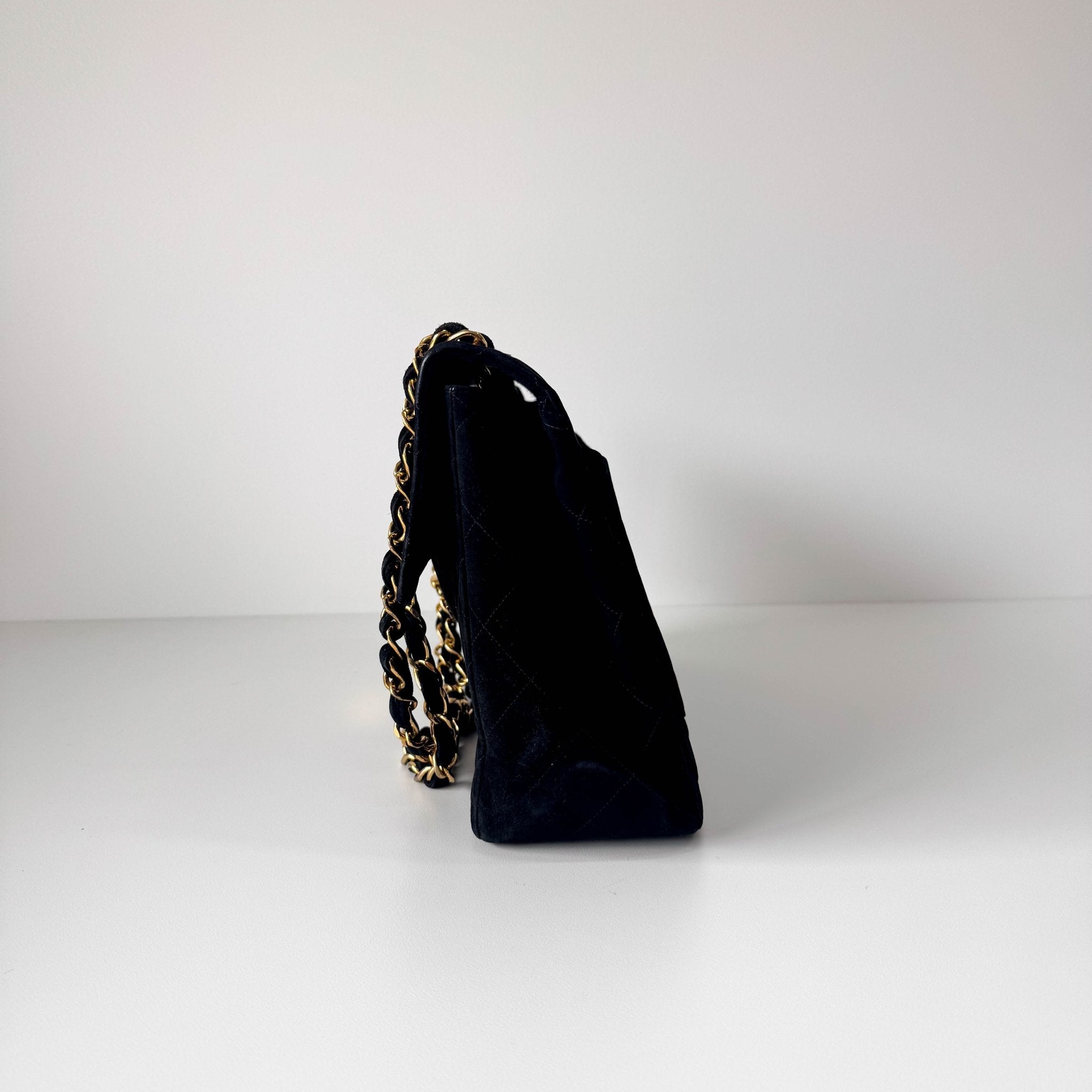 CHANEL Jumbo Coco Black Suede Single Flap Chain Shoulder Bag, in , Sold by HIVE PRELOVED - Crossbody bags, Shoulder Bags,