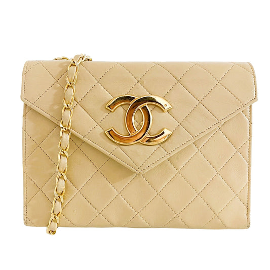 CHANEL Lambskin Quilted Flap CC Mini Chain Shoulder Bag, Lambskin Leather in Neutral, Sold by HIVE PRELOVED - Shoulder Bags