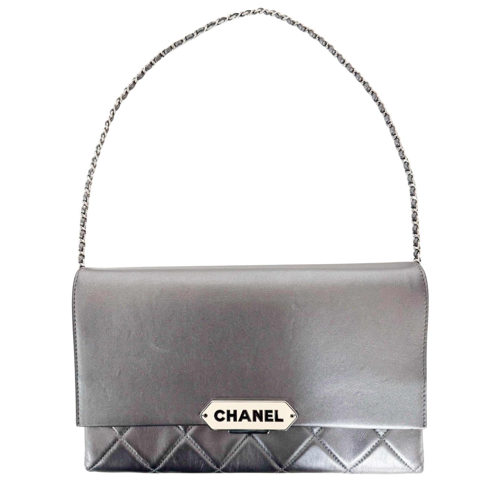 CHANEL Metallic Grey Flap Chain Shoulder Bag, in , Sold by HIVE PRELOVED - Shoulder Bags, ,