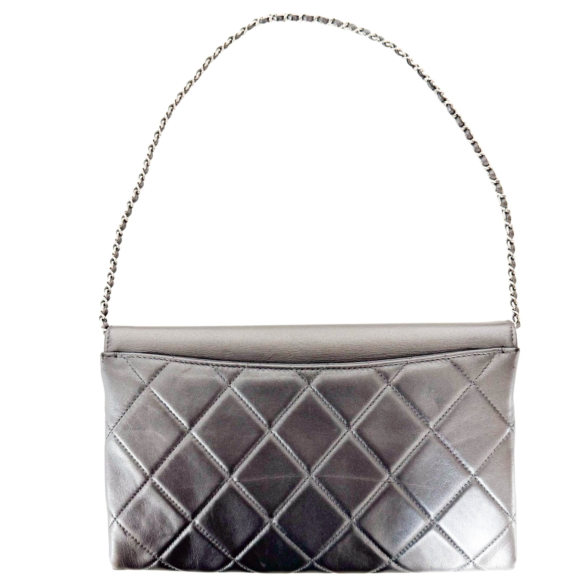 CHANEL Metallic Grey Flap Chain Shoulder Bag, in , Sold by HIVE PRELOVED - Shoulder Bags, ,