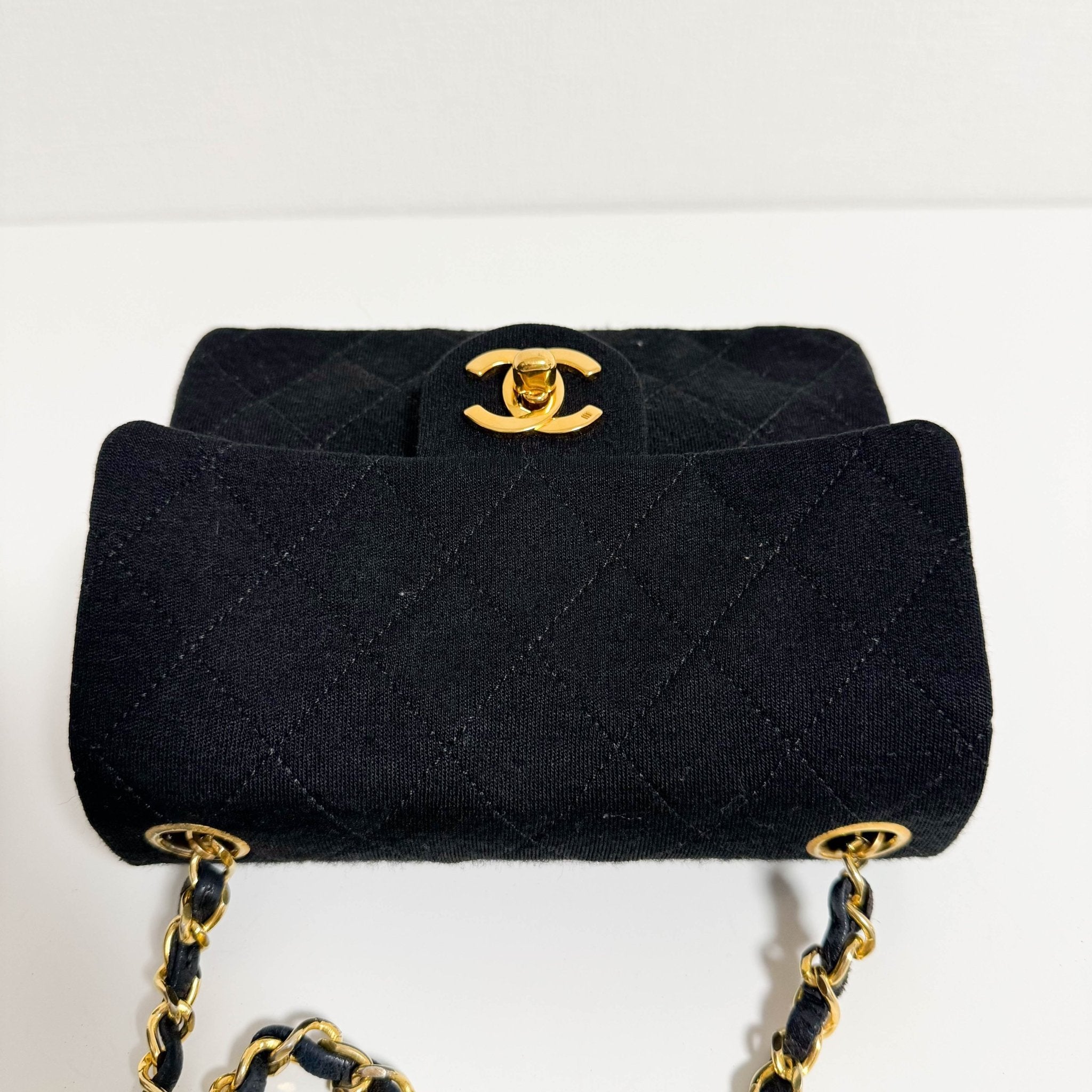 CHANEL Mini Cotton Classic Square Flap Black Chain Crossbody Bag, in , Sold by HIVE PRELOVED - Crossbody bags, ,