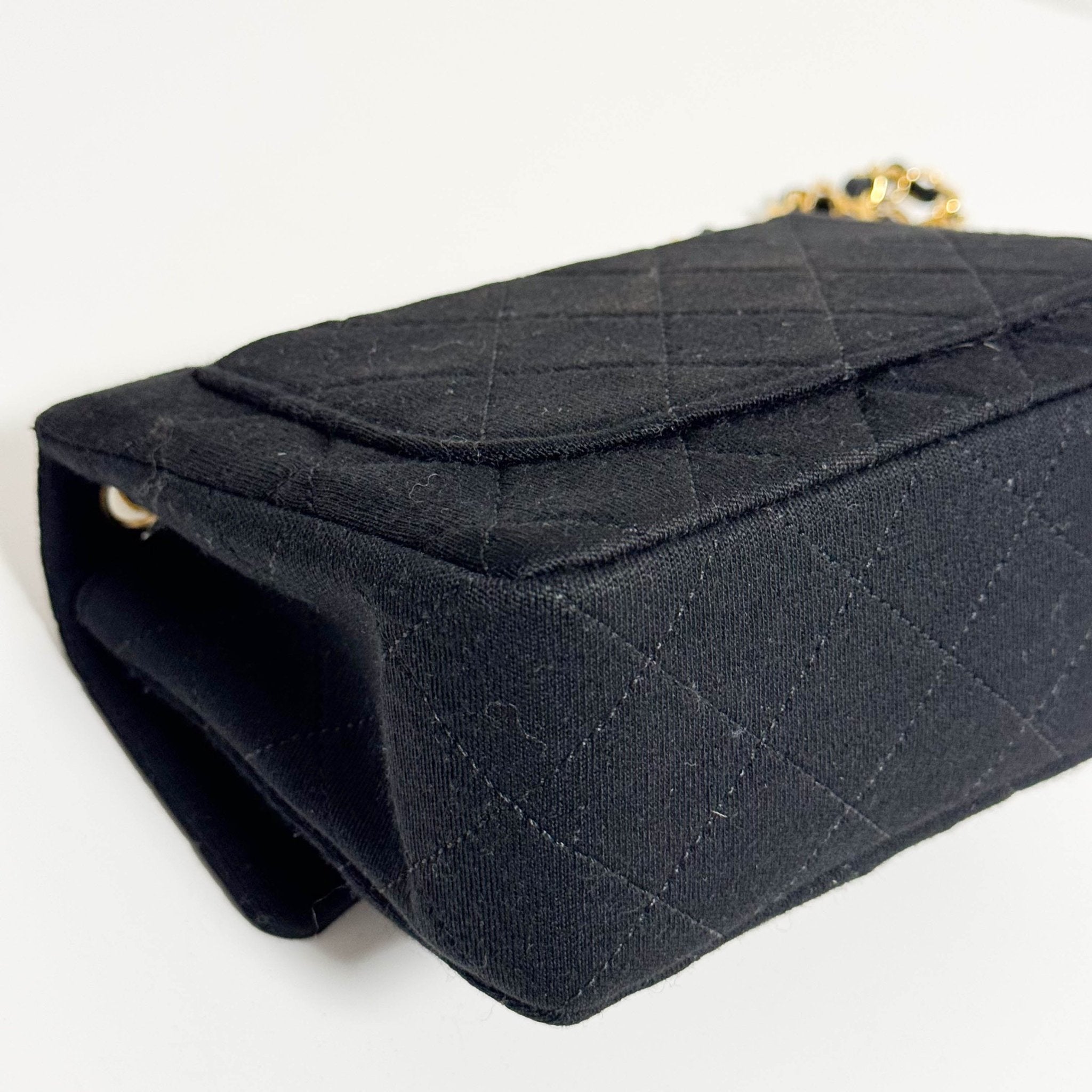 CHANEL Mini Cotton Classic Square Flap Black Chain Crossbody Bag, in , Sold by HIVE PRELOVED - Crossbody bags, ,