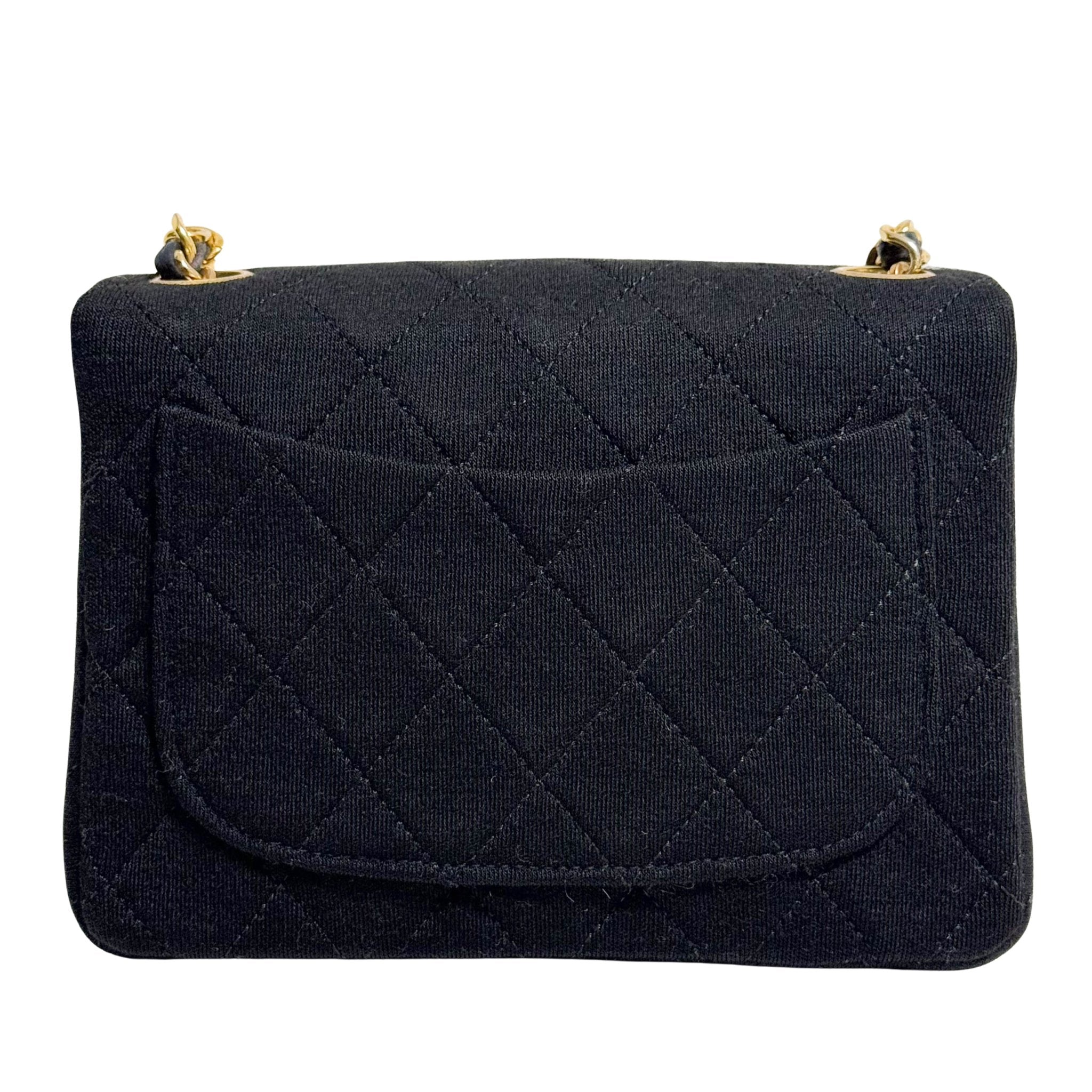 CHANEL Mini Cotton Classic Square Flap Black Chain Crossbody Bag, in , Sold by HIVE PRELOVED - Crossbody bags, ,