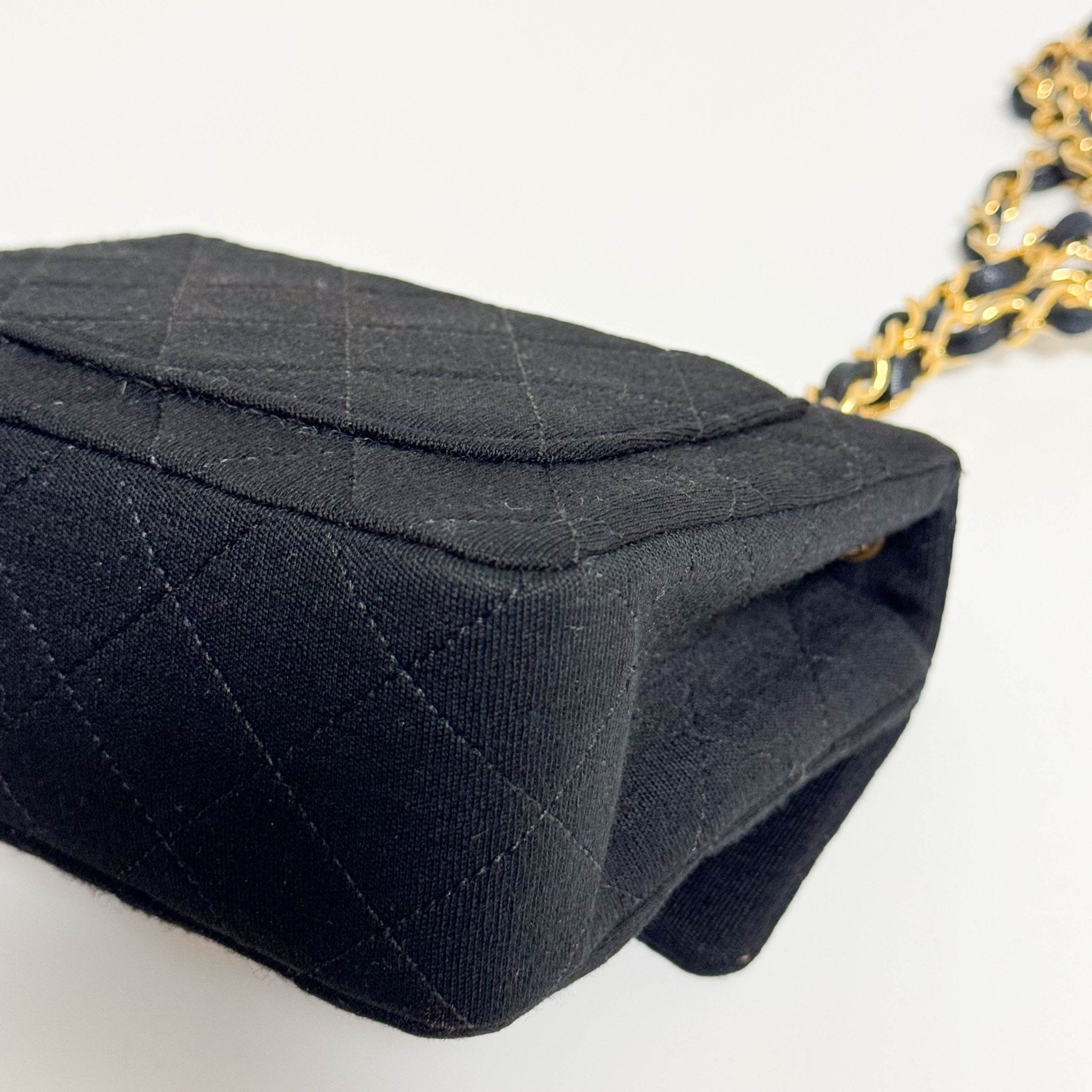 CHANEL Mini Cotton Classic Square Flap Black Chain Crossbody Bag, in , Sold by HIVE PRELOVED - Crossbody bags, ,