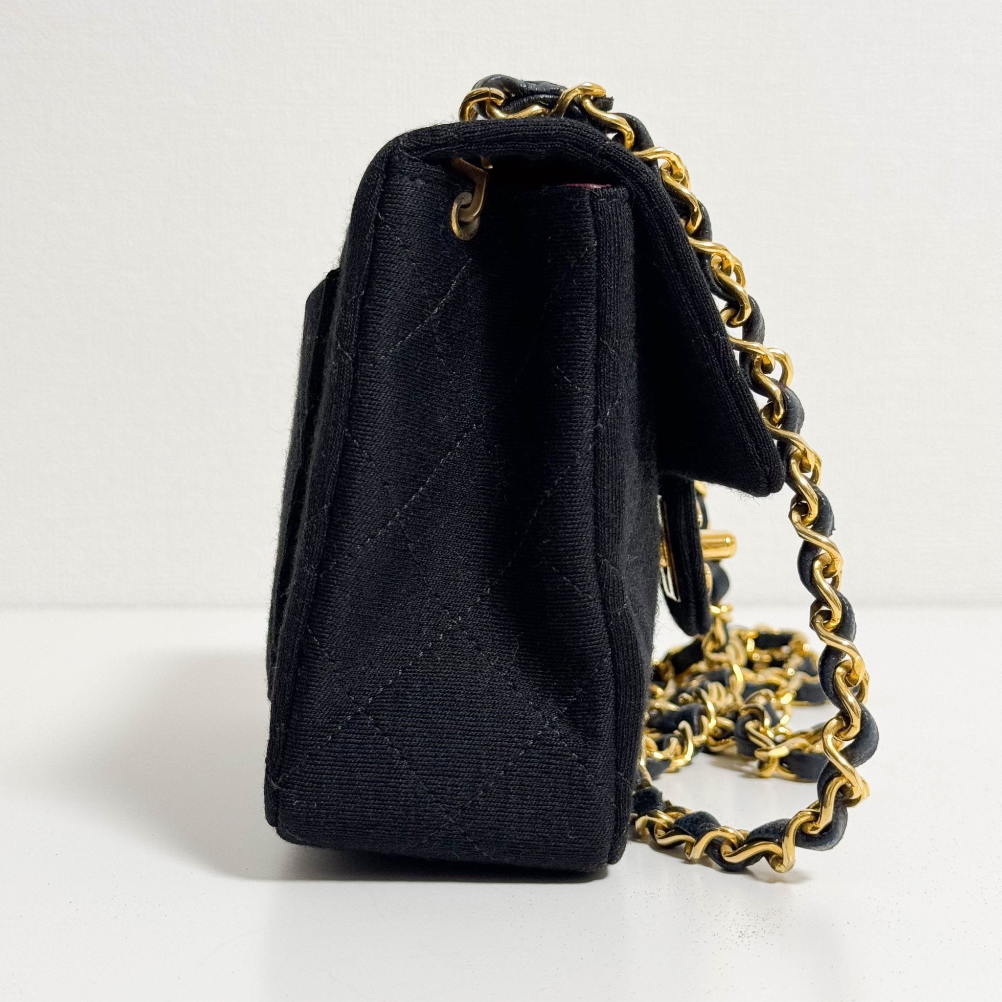 CHANEL Mini Cotton Classic Square Flap Black Chain Crossbody Bag, in , Sold by HIVE PRELOVED - Crossbody bags, ,