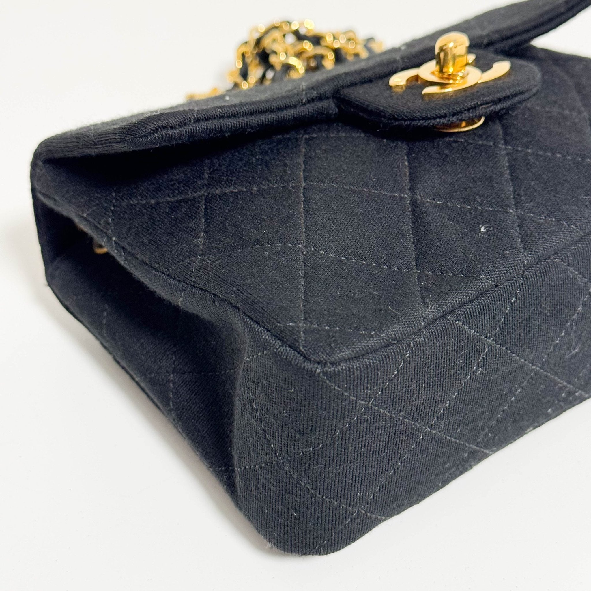 CHANEL Mini Cotton Classic Square Flap Black Chain Crossbody Bag, in , Sold by HIVE PRELOVED - Crossbody bags, ,