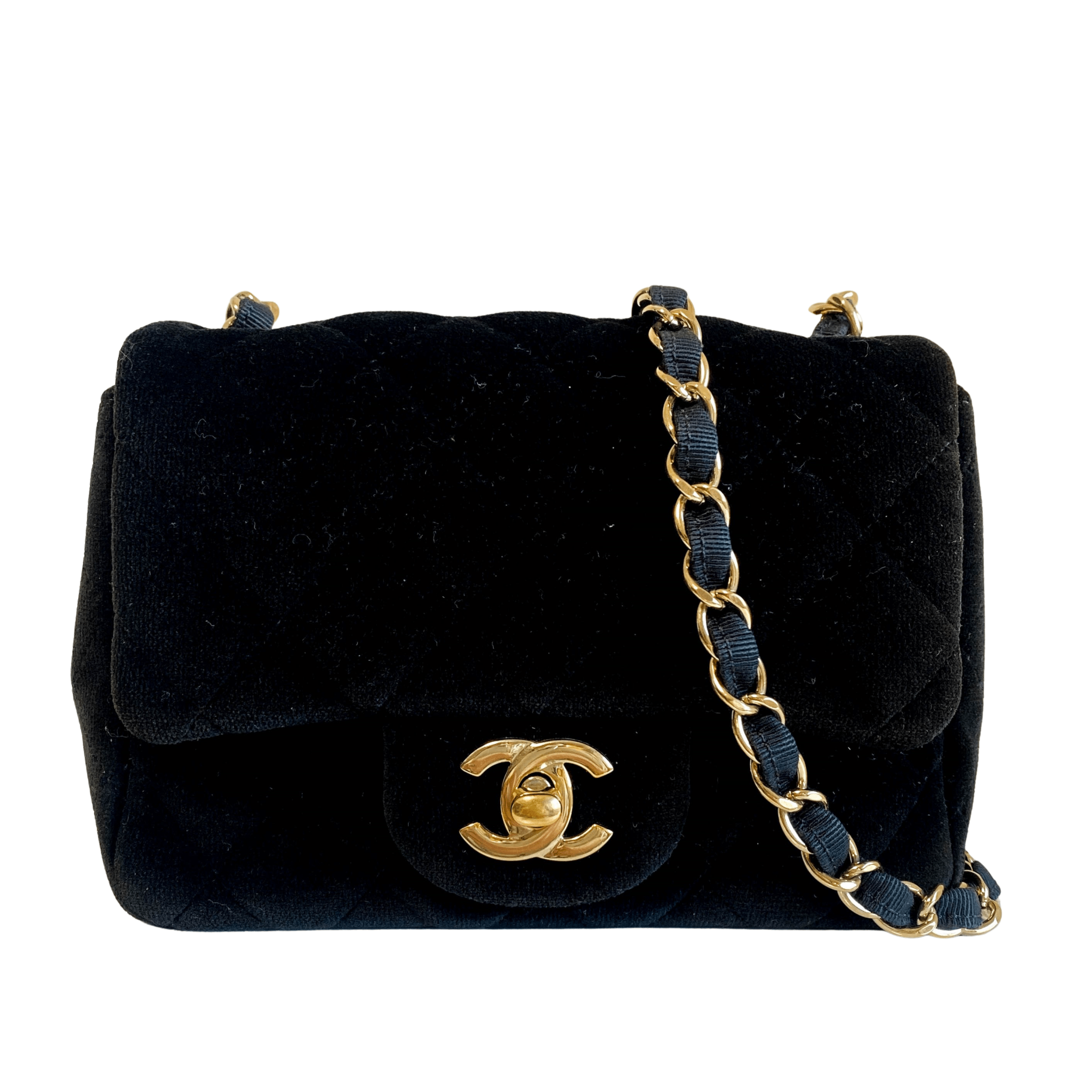 CHANEL Mini Timeless Classic Velvet Single Flap Chain Crossbody Bag, in , Sold by HIVE PRELOVED - Crossbody bags, ,