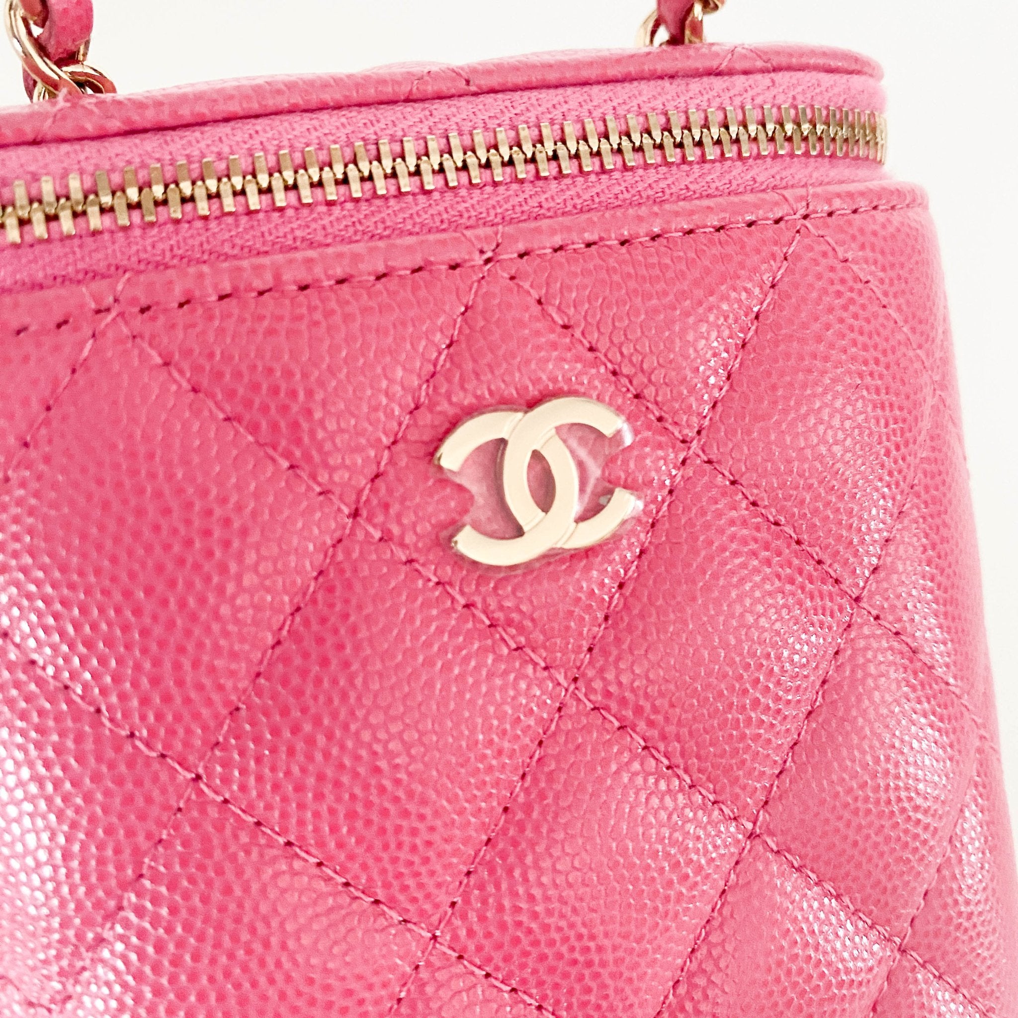 CHANEL Pink Quilted Caviar Mini Vanity Case Chain Crossbody Bag, in , Sold by HIVE PRELOVED - Mini bags, ,
