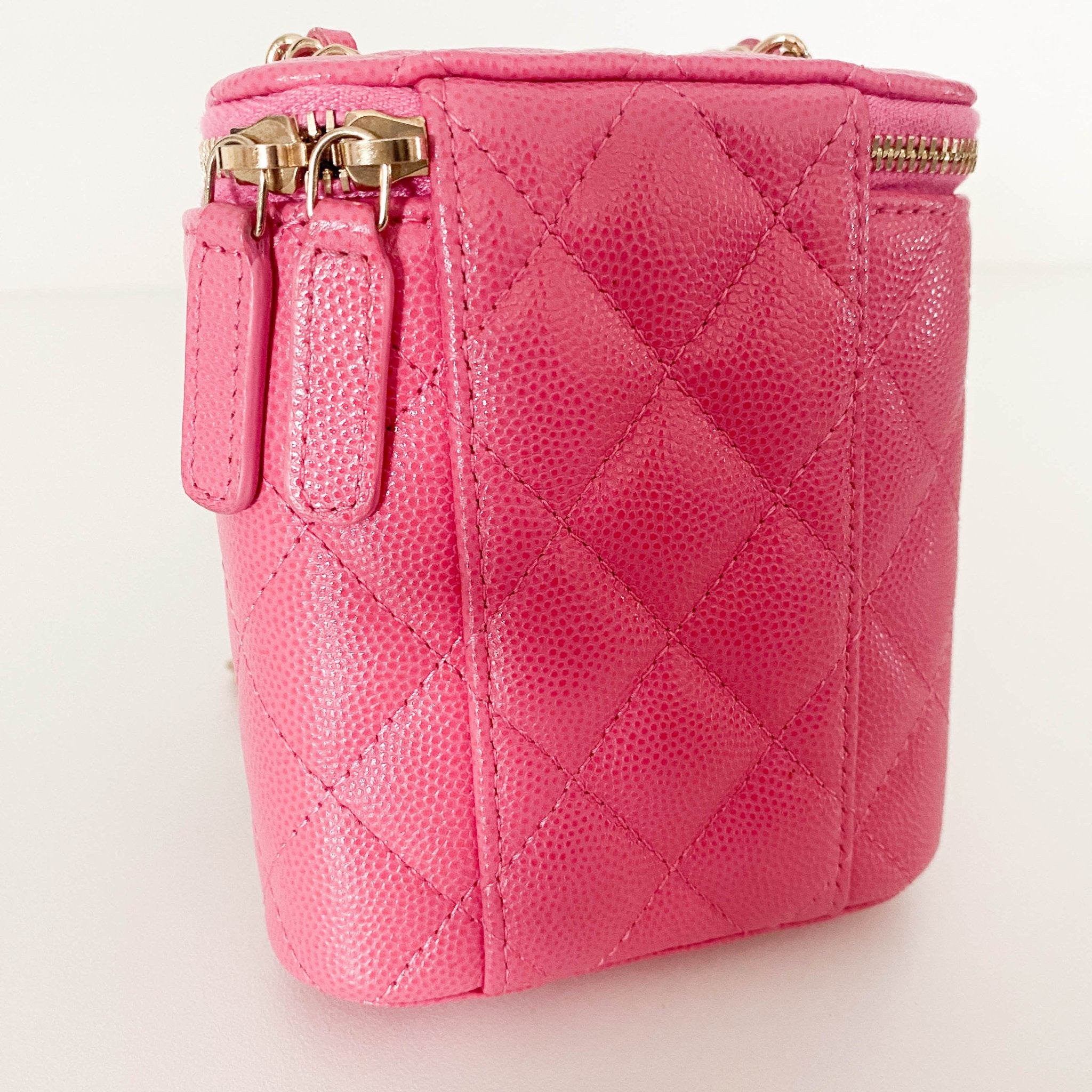 CHANEL Pink Quilted Caviar Mini Vanity Case Chain Crossbody Bag, in , Sold by HIVE PRELOVED - Mini bags, ,