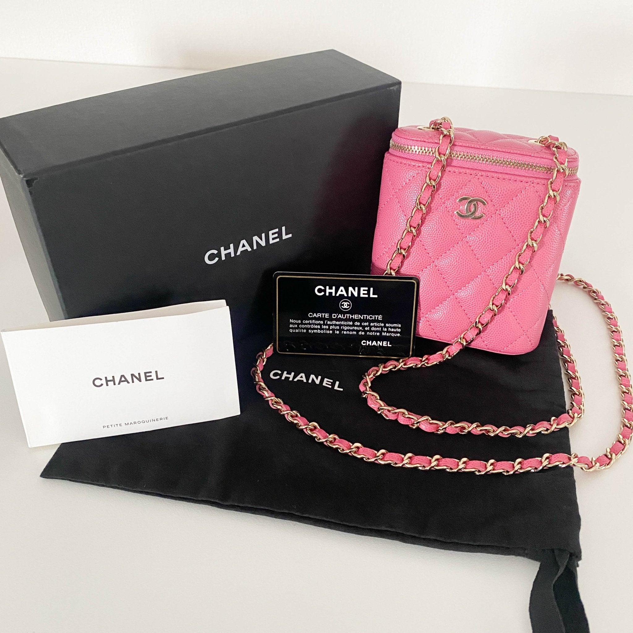 CHANEL Pink Quilted Caviar Mini Vanity Case Chain Crossbody Bag, in , Sold by HIVE PRELOVED - Mini bags, ,