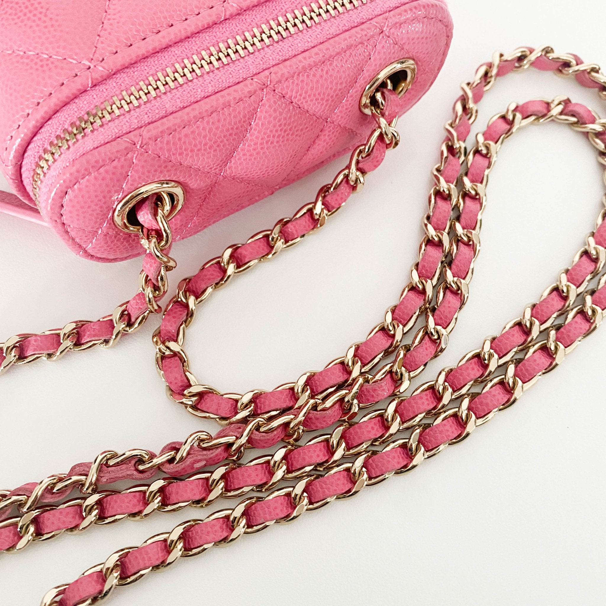 CHANEL Pink Quilted Caviar Mini Vanity Case Chain Crossbody Bag, in , Sold by HIVE PRELOVED - Mini bags, ,