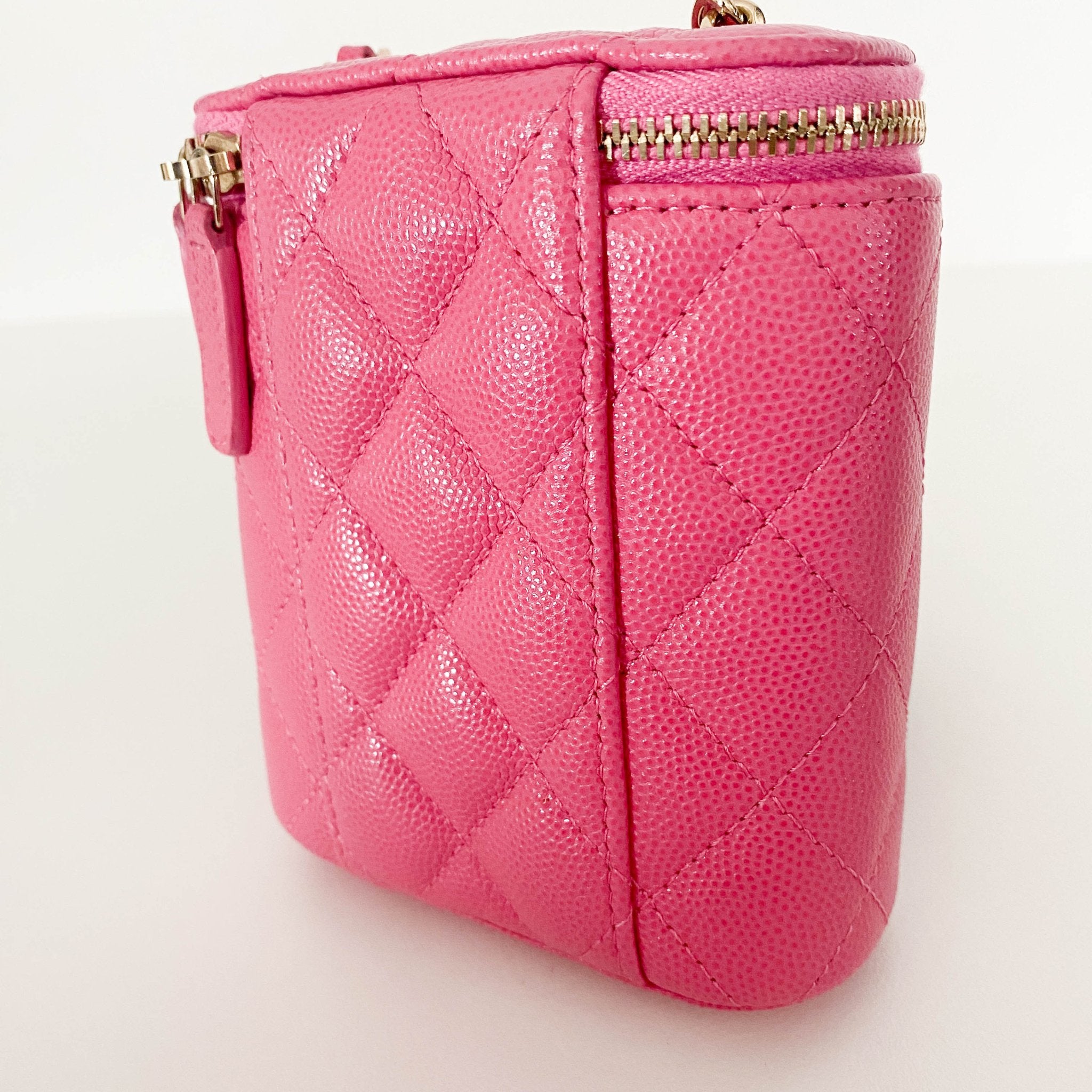 CHANEL Pink Quilted Caviar Mini Vanity Case Chain Crossbody Bag, in , Sold by HIVE PRELOVED - Mini bags, ,