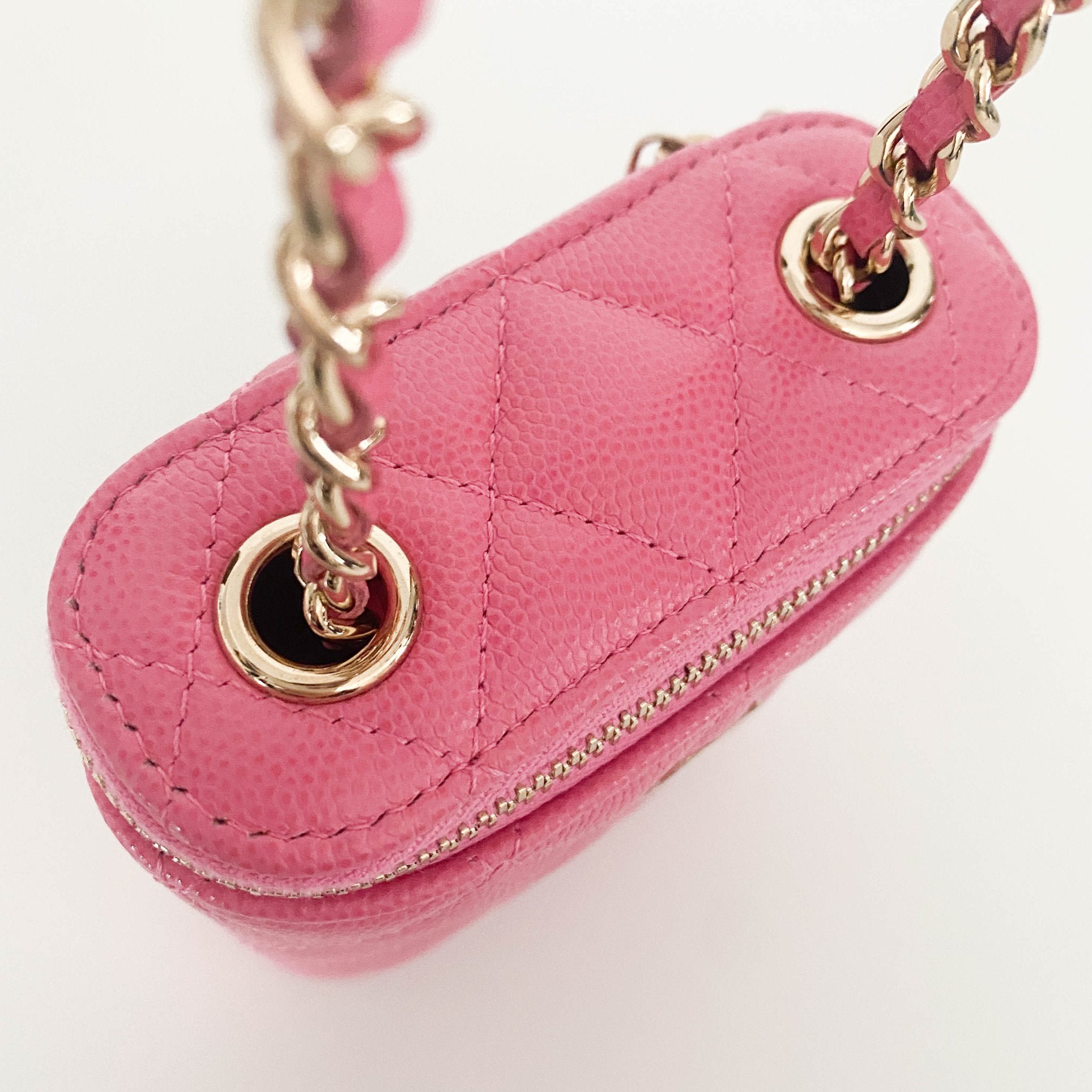 CHANEL Pink Quilted Caviar Mini Vanity Case Chain Crossbody Bag, in , Sold by HIVE PRELOVED - Mini bags, ,