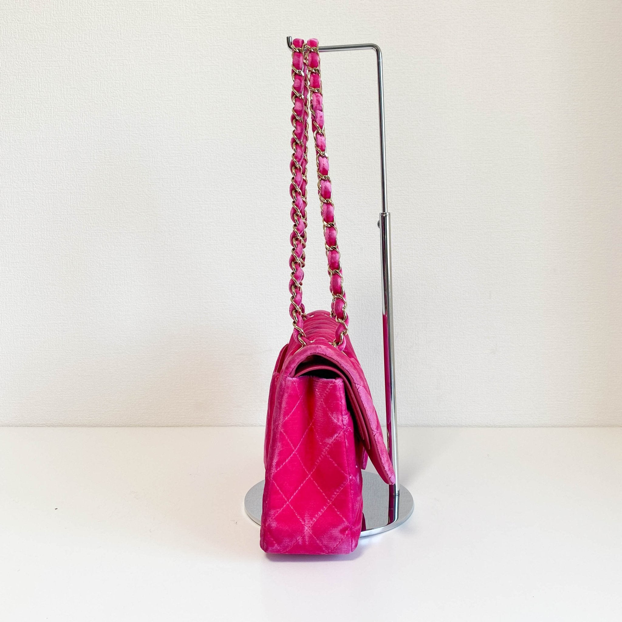 CHANEL Pink Velvet Timeless Classic Double Flap Chain Shoulder Bag, in , Sold by HIVE PRELOVED - Shoulder Bags, ,