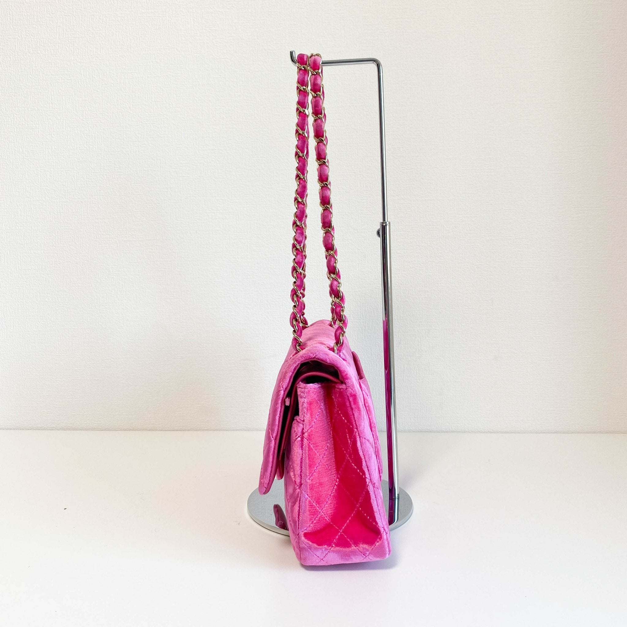 CHANEL Pink Velvet Timeless Classic Double Flap Chain Shoulder Bag, in , Sold by HIVE PRELOVED - Shoulder Bags, ,