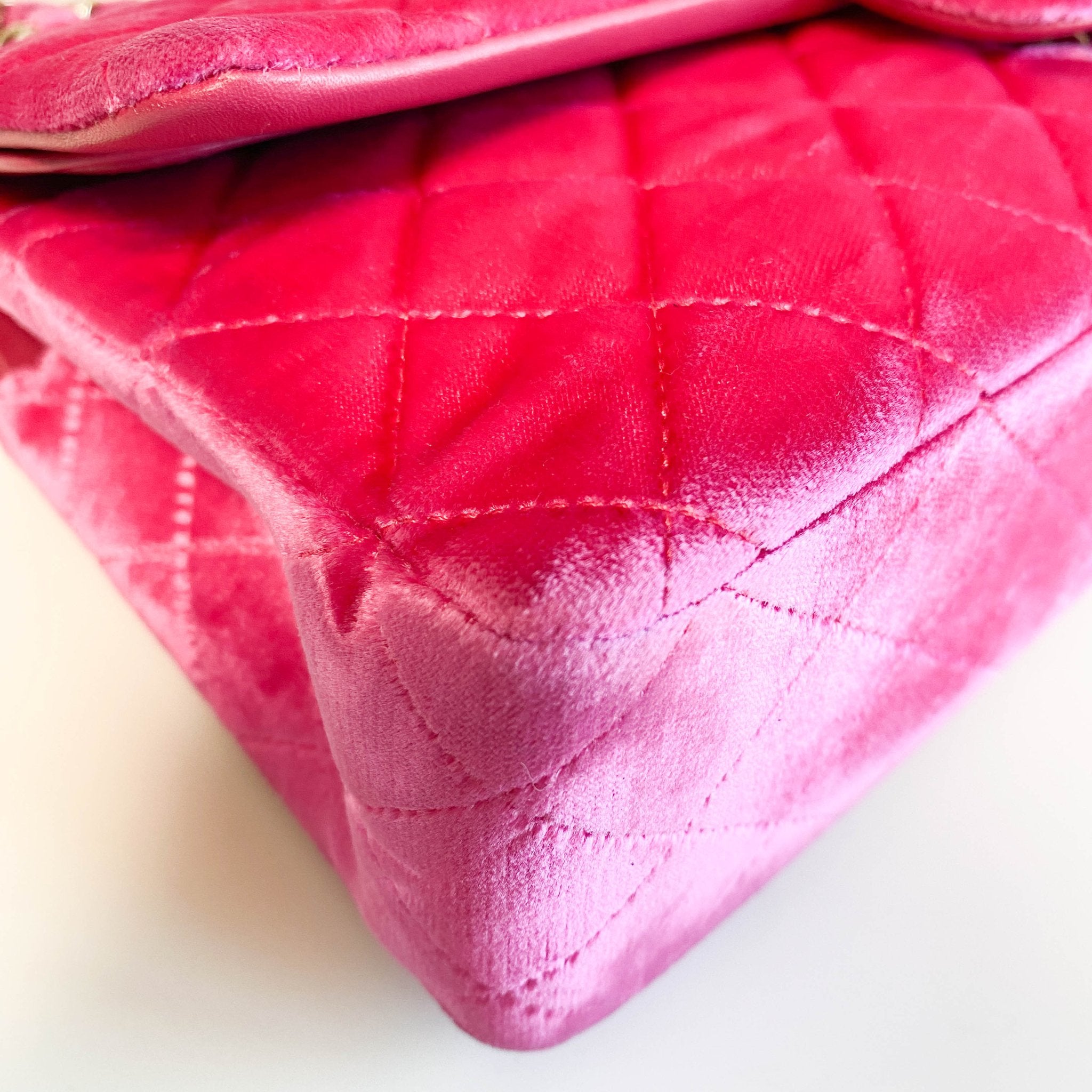 CHANEL Pink Velvet Timeless Classic Double Flap Chain Shoulder Bag, in , Sold by HIVE PRELOVED - Shoulder Bags, ,