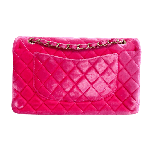 CHANEL Pink Velvet Timeless Classic Double Flap Chain Shoulder Bag, in , Sold by HIVE PRELOVED - Shoulder Bags, ,