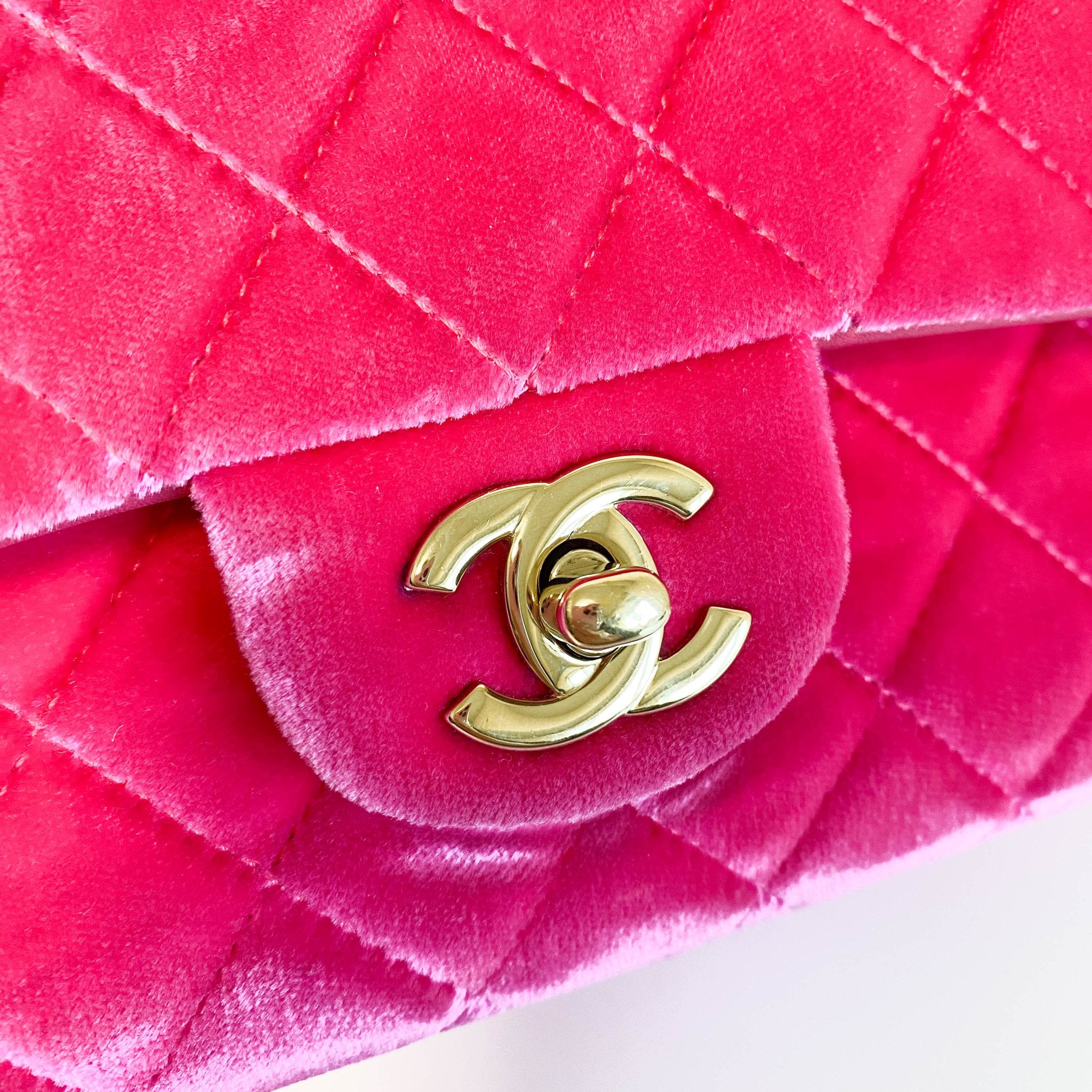 CHANEL Pink Velvet Timeless Classic Double Flap Chain Shoulder Bag, in , Sold by HIVE PRELOVED - Shoulder Bags, ,