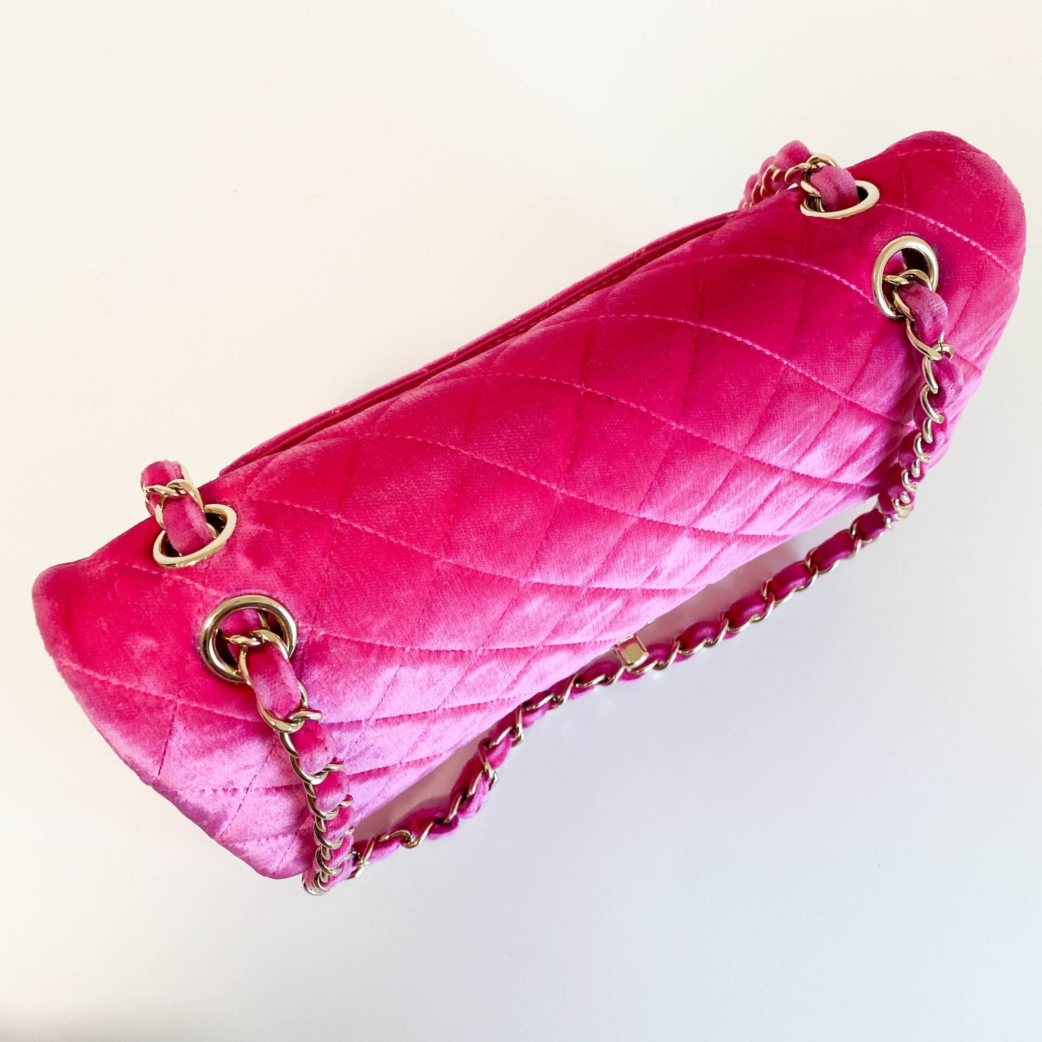CHANEL Pink Velvet Timeless Classic Double Flap Chain Shoulder Bag, in , Sold by HIVE PRELOVED - Shoulder Bags, ,