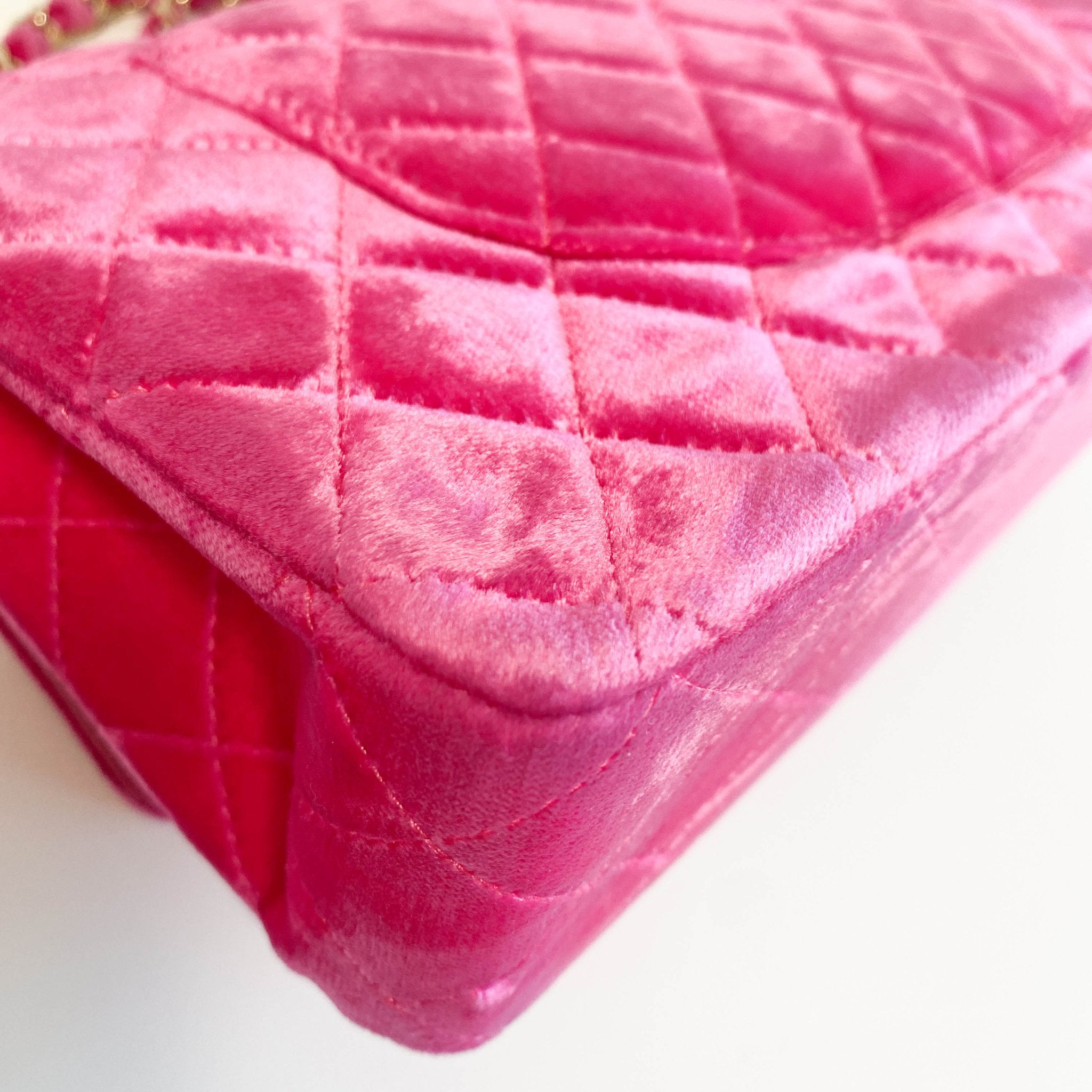 CHANEL Pink Velvet Timeless Classic Double Flap Chain Shoulder Bag, in , Sold by HIVE PRELOVED - Shoulder Bags, ,