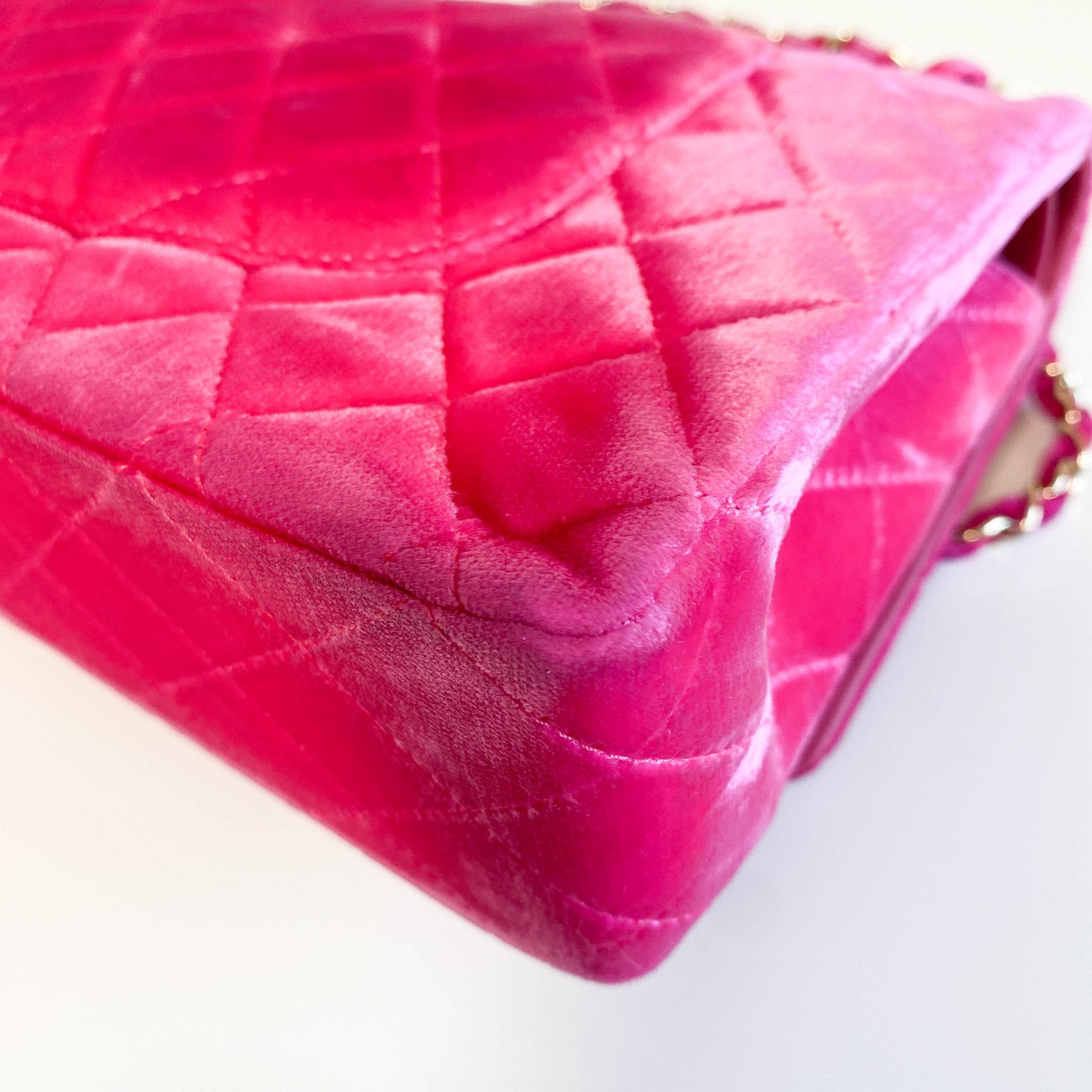 CHANEL Pink Velvet Timeless Classic Double Flap Chain Shoulder Bag, in , Sold by HIVE PRELOVED - Shoulder Bags, ,