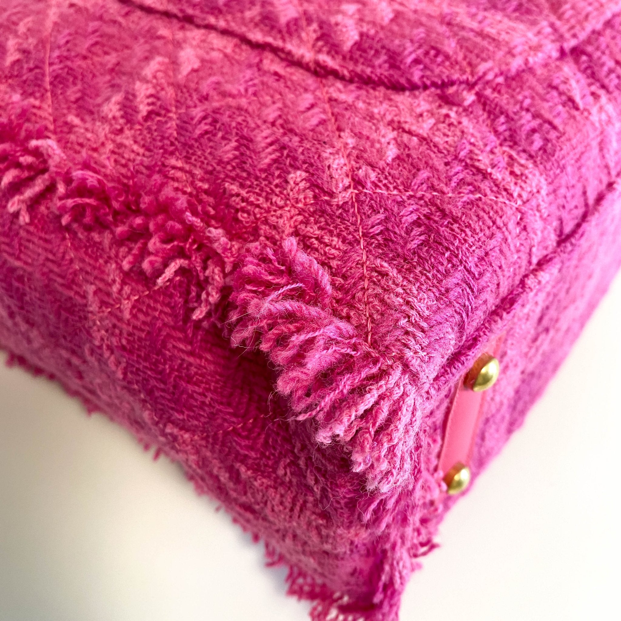 CHANEL Pink Wool Tweed Logo Fringe Zip Top Shopping Tote Handbag, in , Sold by HIVE PRELOVED - Totes, ,