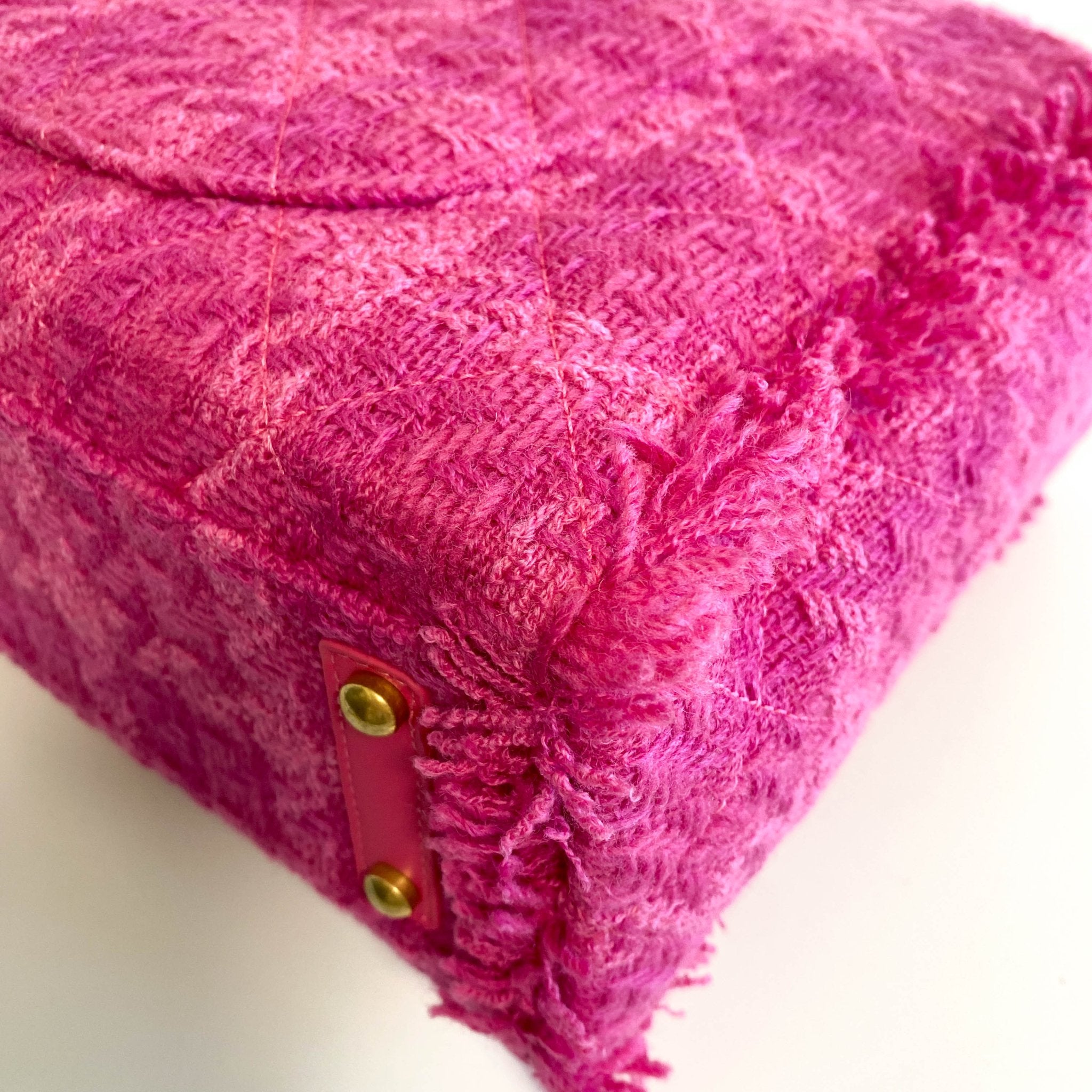 CHANEL Pink Wool Tweed Logo Fringe Zip Top Shopping Tote Handbag, in , Sold by HIVE PRELOVED - Totes, ,