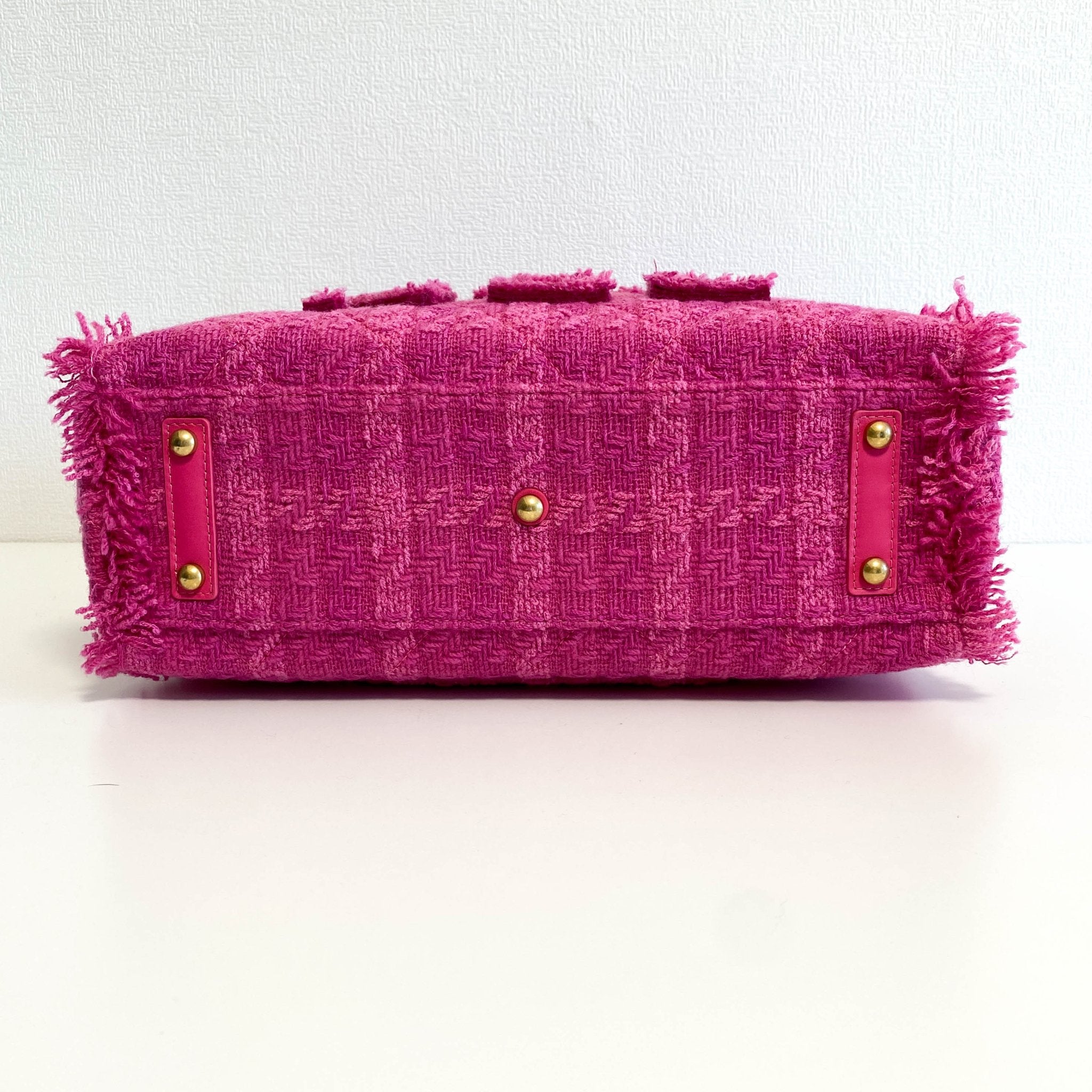 CHANEL Pink Wool Tweed Logo Fringe Zip Top Shopping Tote Handbag, in , Sold by HIVE PRELOVED - Totes, ,