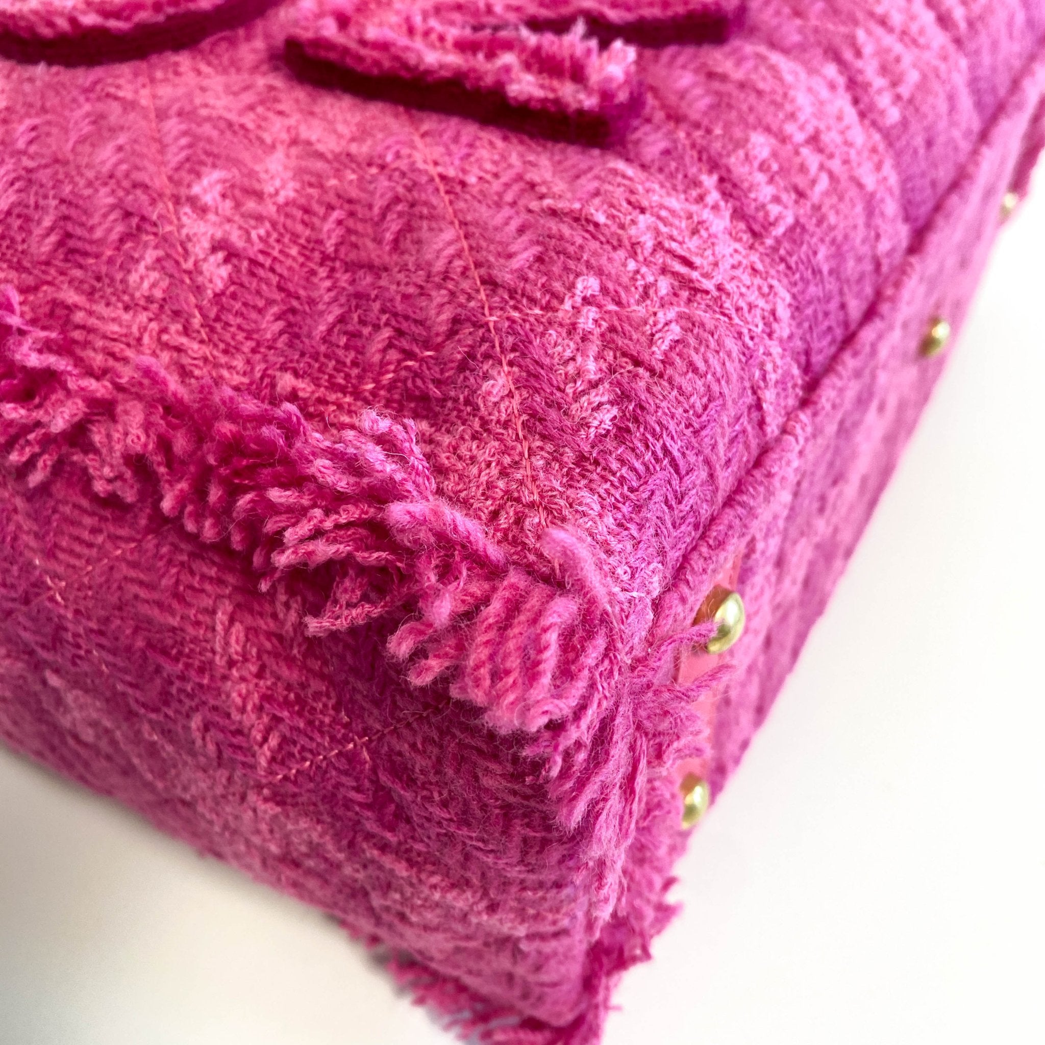 CHANEL Pink Wool Tweed Logo Fringe Zip Top Shopping Tote Handbag, in , Sold by HIVE PRELOVED - Totes, ,