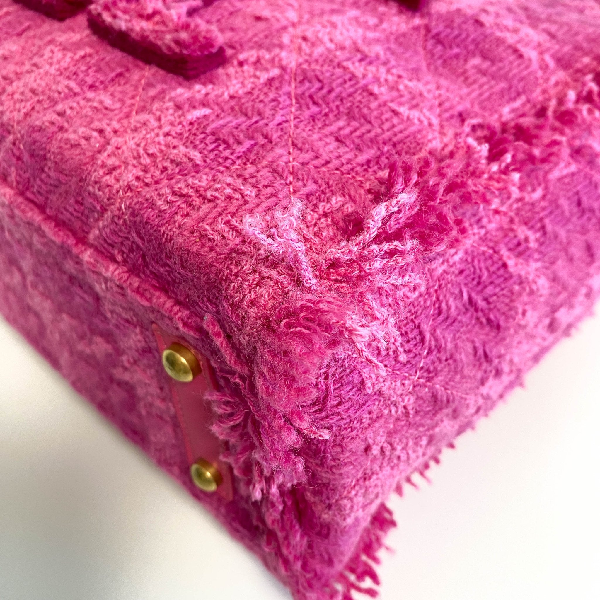 CHANEL Pink Wool Tweed Logo Fringe Zip Top Shopping Tote Handbag, in , Sold by HIVE PRELOVED - Totes, ,