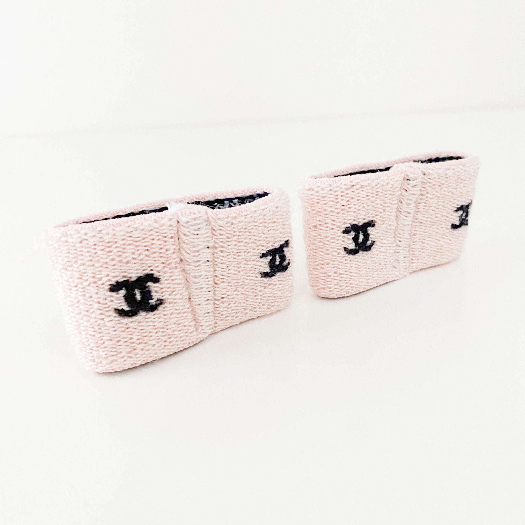 CHANEL Pink/Black CC Logo Pile Wristband Band Gym Bracelet, in , Sold by HIVE PRELOVED - Bracelets / Bangles, ,