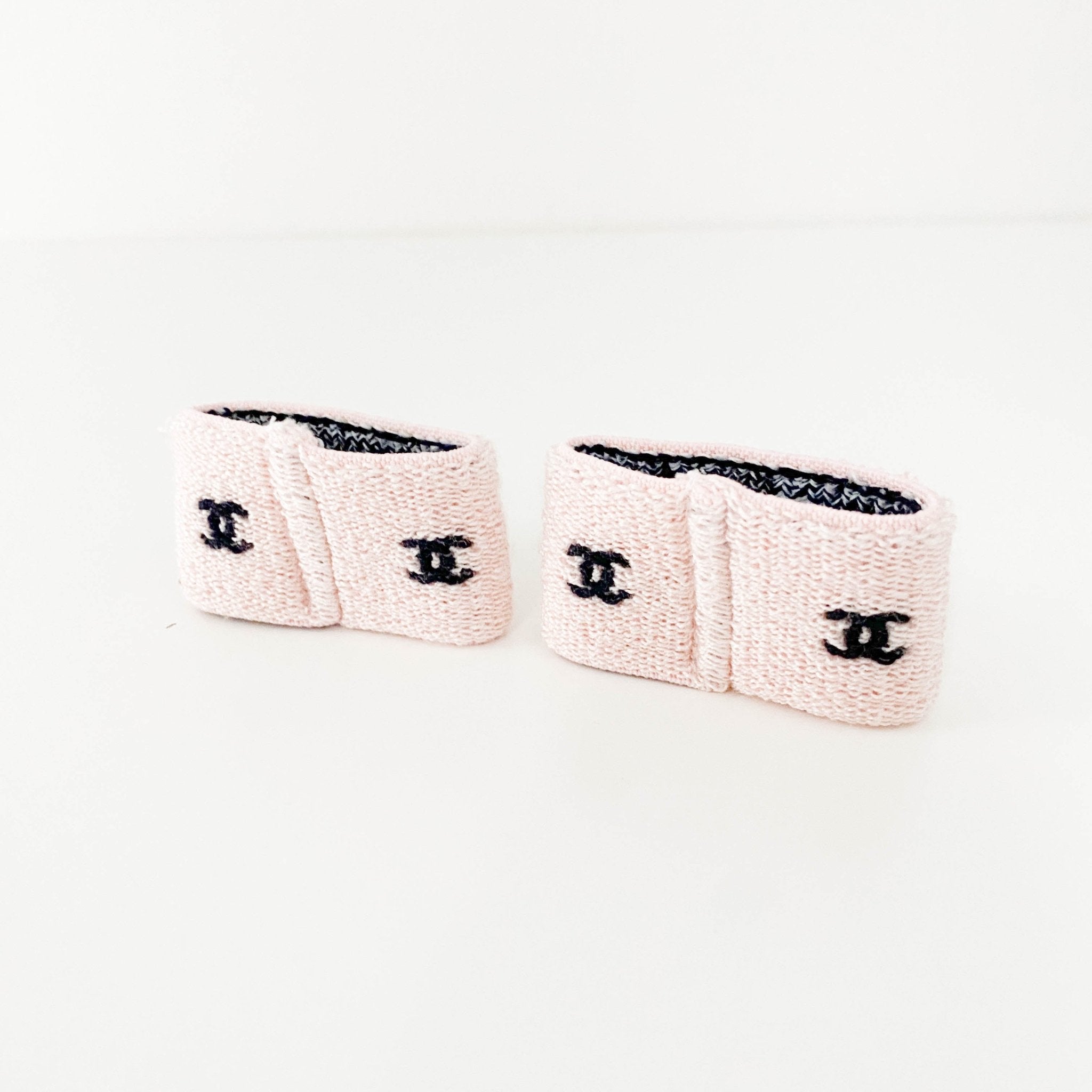 CHANEL Pink/Black CC Logo Pile Wristband Band Gym Bracelet, in , Sold by HIVE PRELOVED - Bracelets / Bangles, ,