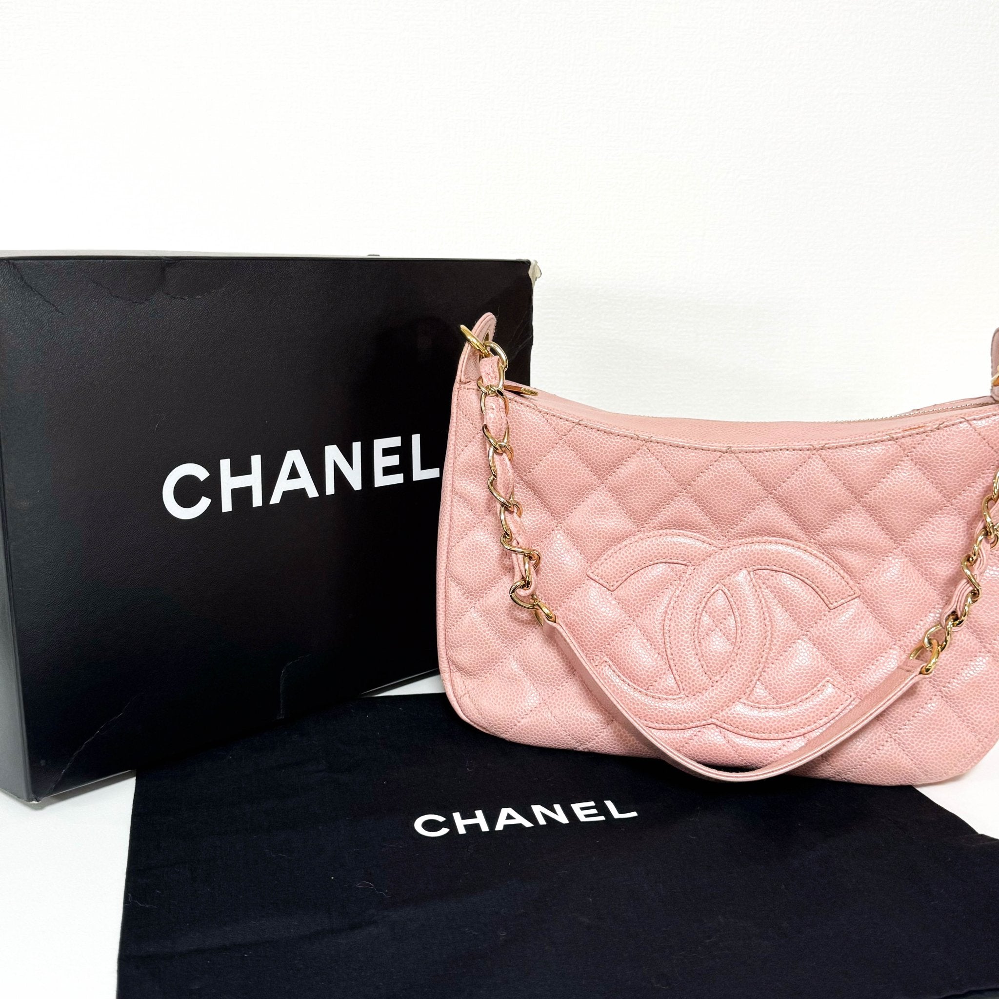 CHANEL Quilted Caviar Skin Leather Pink Hobo Shoulder Bag, in , Sold by HIVE PRELOVED - Shoulder Bags, ,