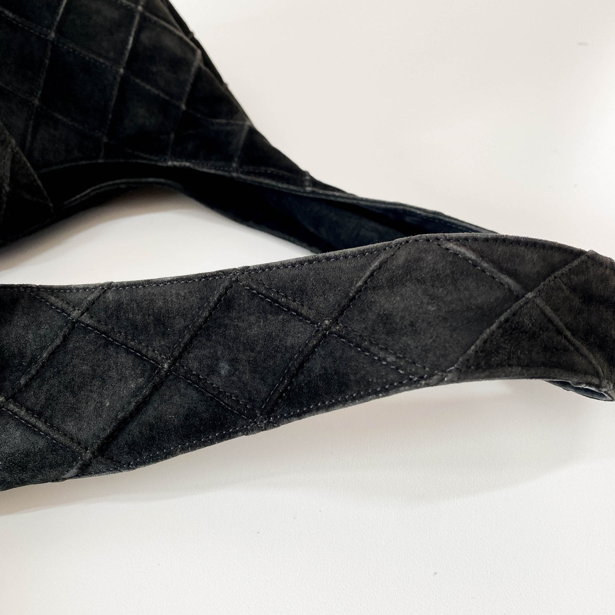 CHANEL Quilted Hobo Black Suede Shoulder Bag, in , Sold by HIVE PRELOVED - Handle Bags, ,