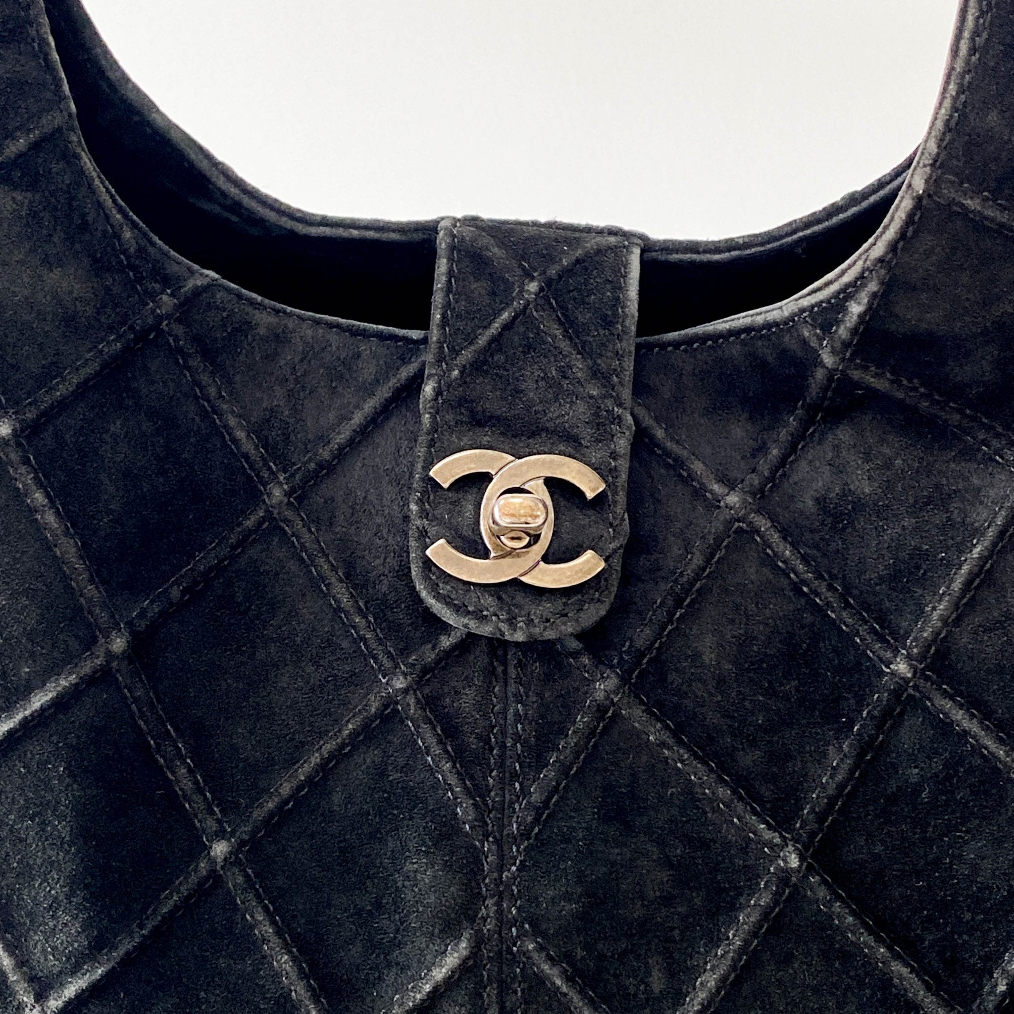 CHANEL Quilted Hobo Black Suede Shoulder Bag, in , Sold by HIVE PRELOVED - Handle Bags, ,