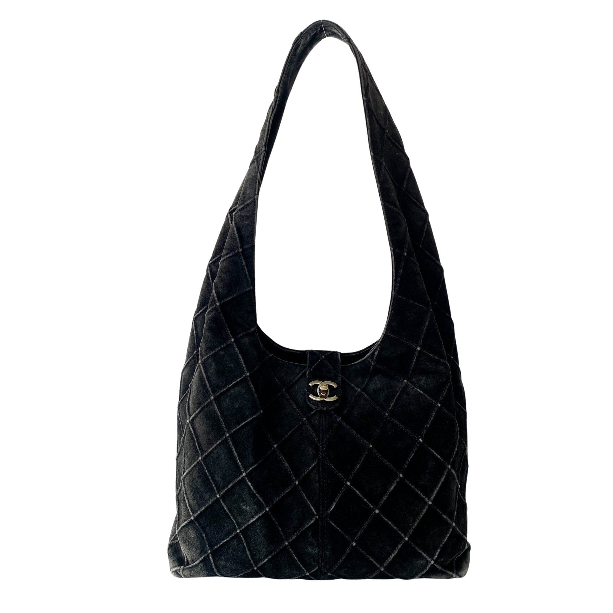 CHANEL Quilted Hobo Black Suede Shoulder Bag, in , Sold by HIVE PRELOVED - Handle Bags, ,
