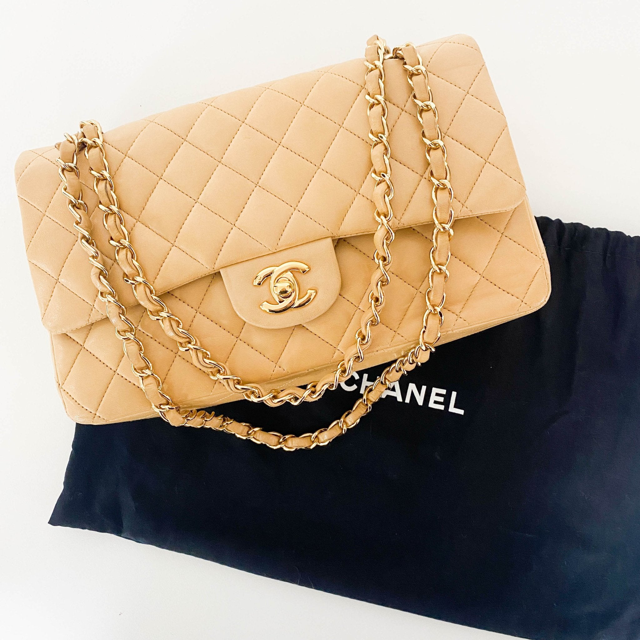 CHANEL Quilted Lambskin Classic Double Flap Shoulder Bag Cream, in , Sold by HIVE PRELOVED - Shoulder Bags, ,