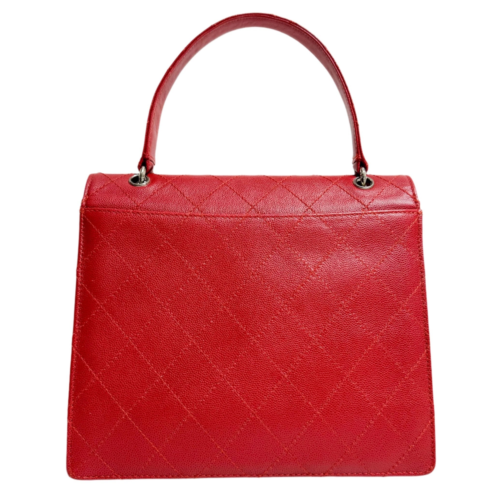 CHANEL Red Quilted Caviar Leather Envelope Flap Square Top Handle Handbag, in , Sold by HIVE PRELOVED - Handle Bags