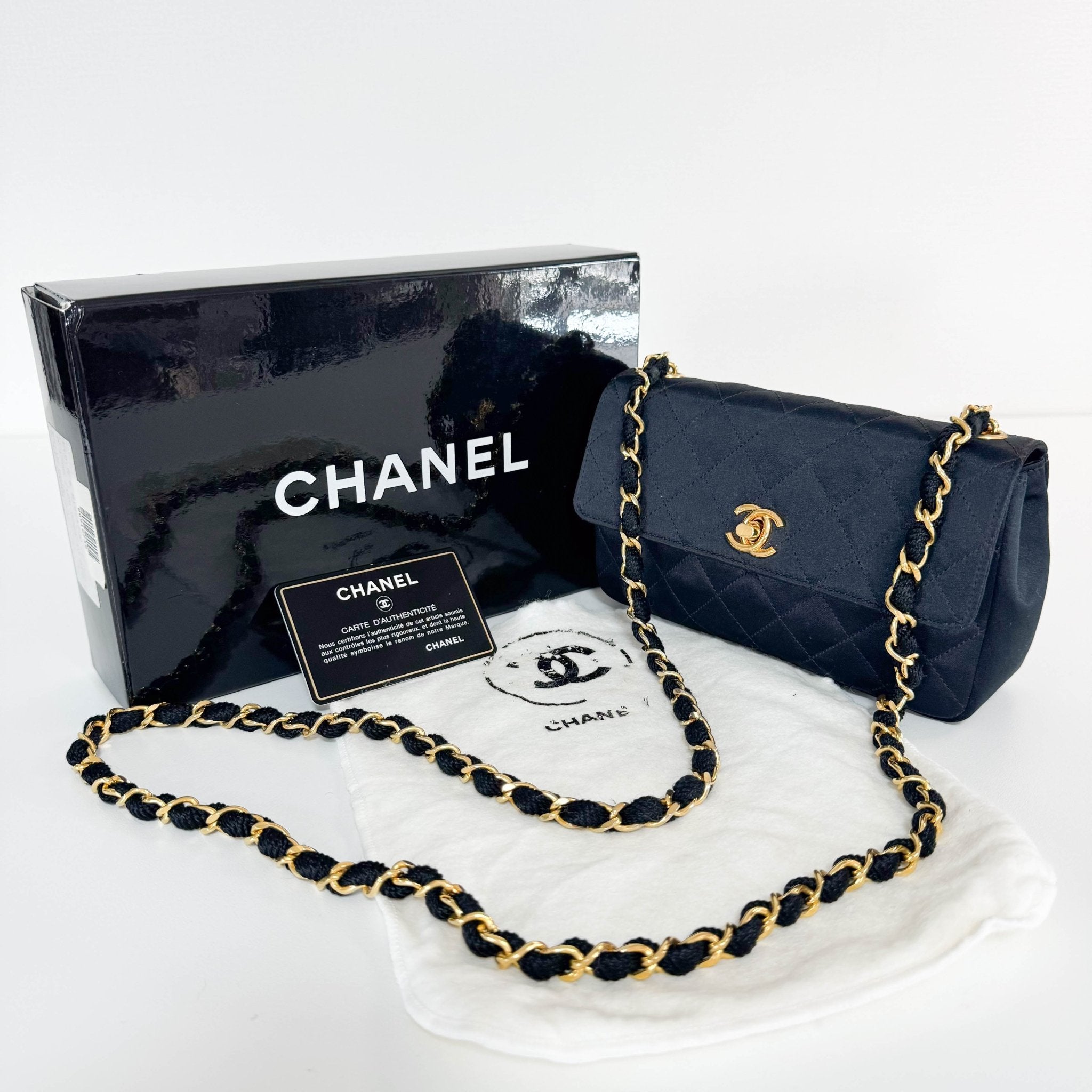 CHANEL Satin Mini Timeless Classic Single Flap Chain Crossbody Bag, in , Sold by HIVE PRELOVED - Crossbody bags, ,