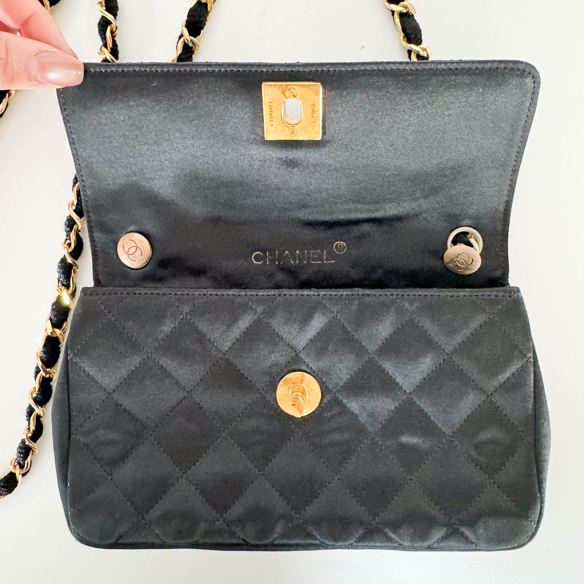 CHANEL Satin Mini Timeless Classic Single Flap Chain Crossbody Bag, in , Sold by HIVE PRELOVED - Shoulder Bags, ,