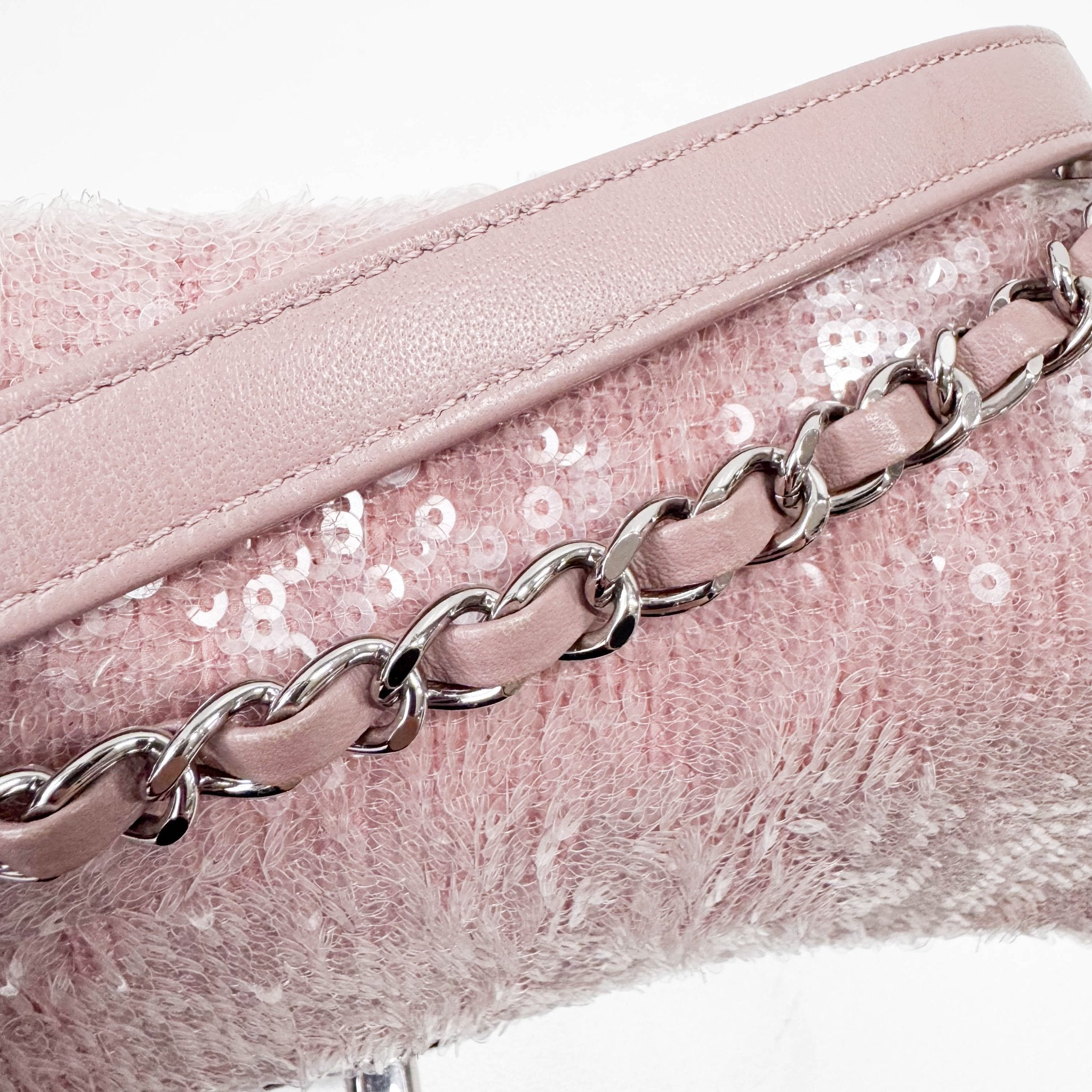 CHANEL Sequin Mini Waterfall Flap Pink Orange Grey Chain Strap Shoulder Bag, in , Sold by HIVE PRELOVED - Shoulder Bags, ,