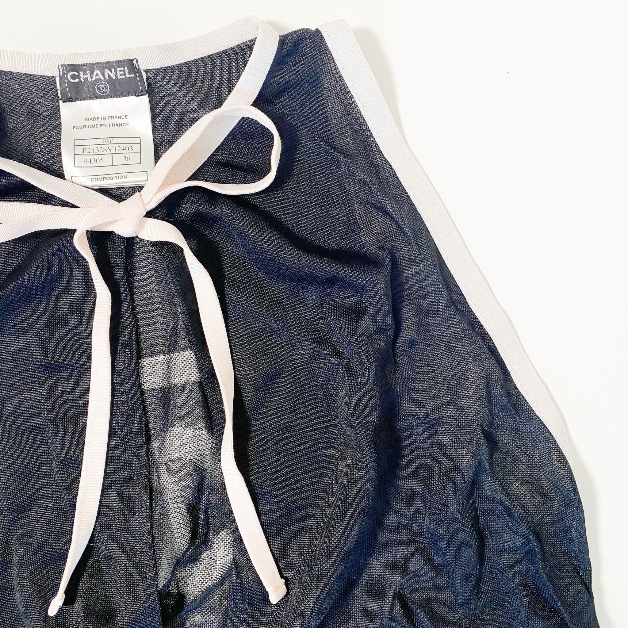 CHANEL Sheer Vest Top Black 36, in , Sold by HIVE PRELOVED - Tops, ,