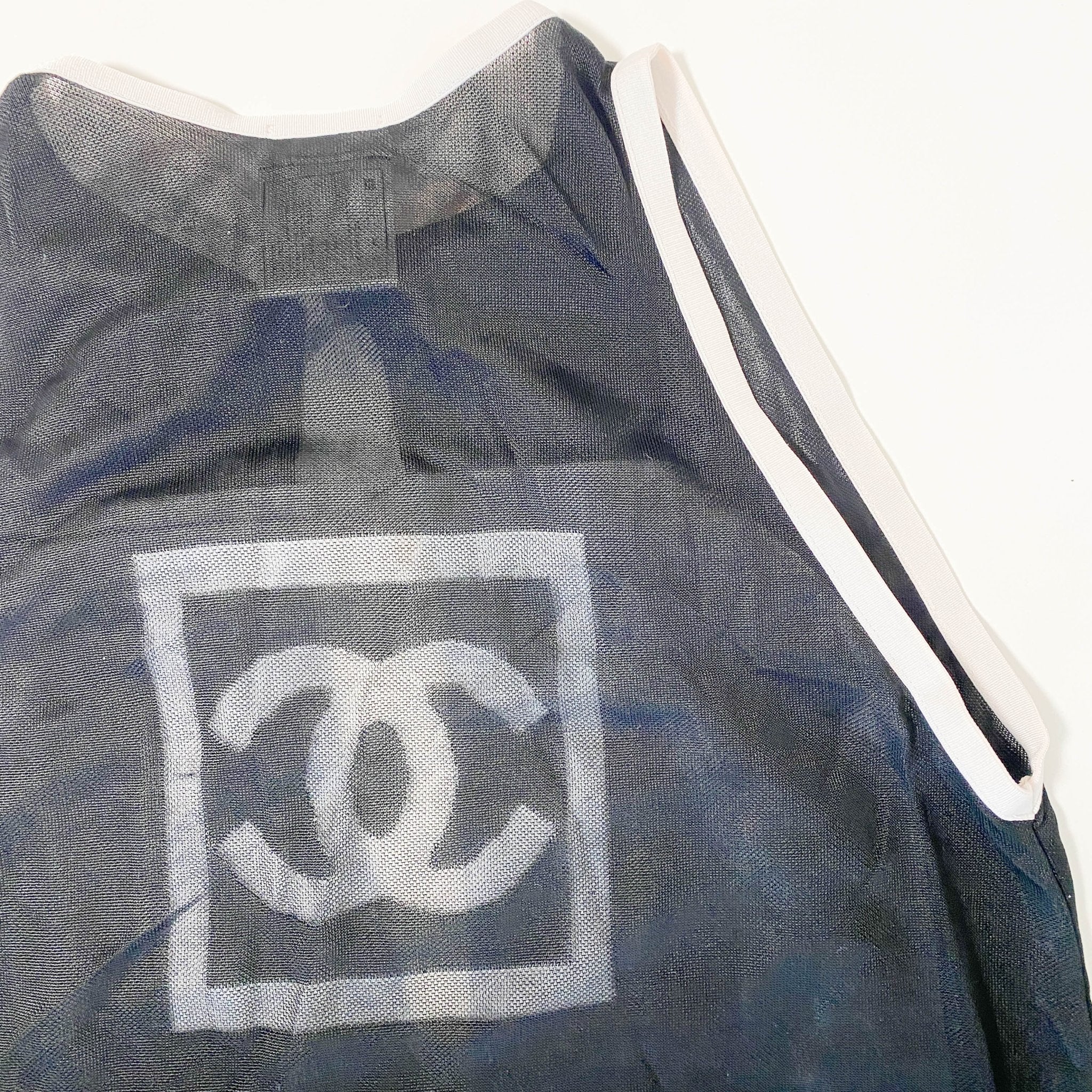 CHANEL Sheer Vest Top Black 36, in , Sold by HIVE PRELOVED - Tops, ,
