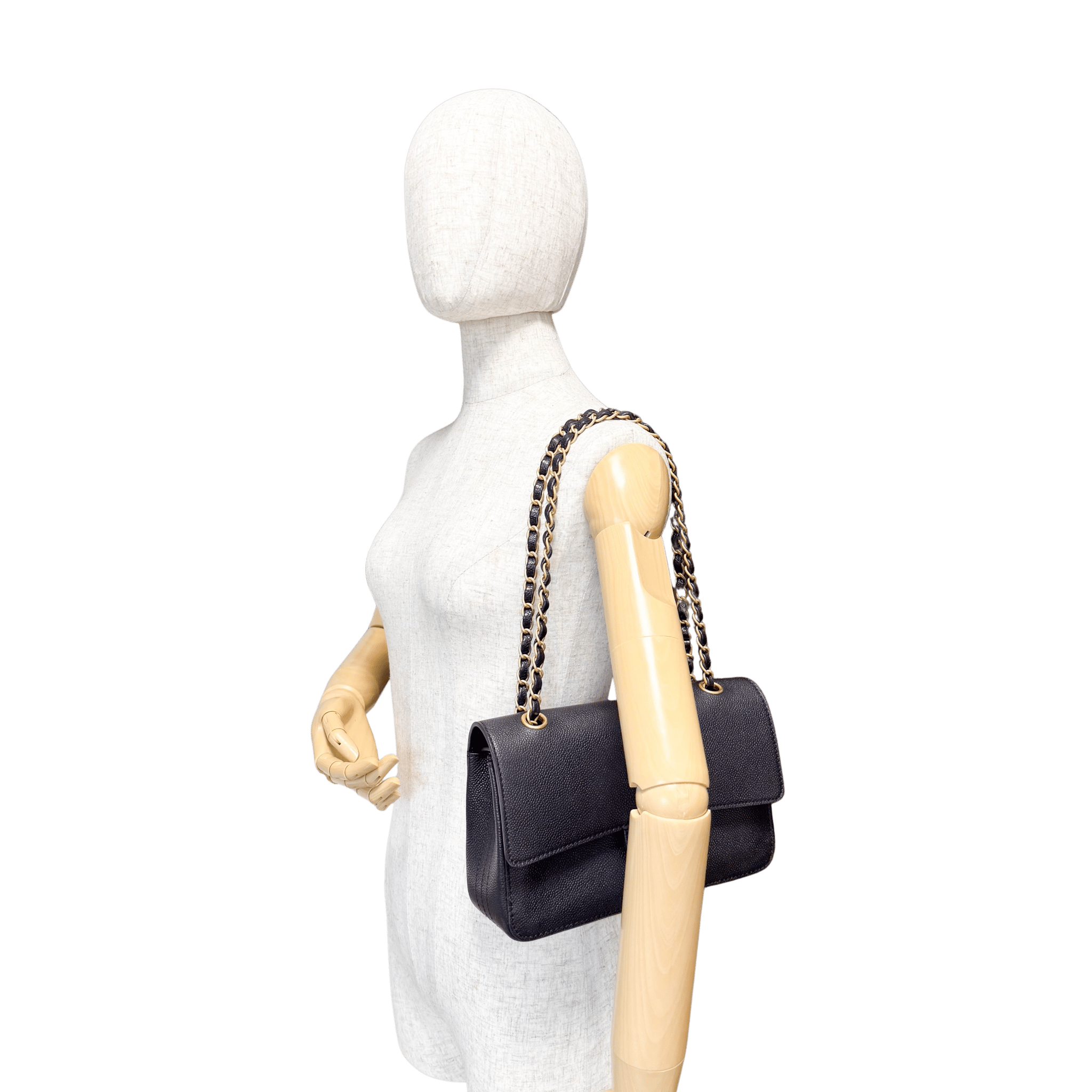 CHANEL Timeless Classic Double Flap Black Grain Calf Skin Shoulder Bag, in , Sold by HIVE PRELOVED - Shoulder Bags, ,