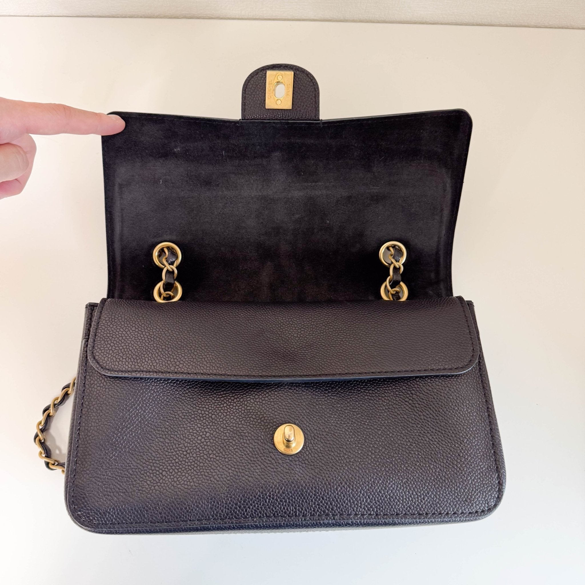 CHANEL Timeless Classic Double Flap Black Grain Calf Skin Shoulder Bag, in , Sold by HIVE PRELOVED - Shoulder Bags, ,