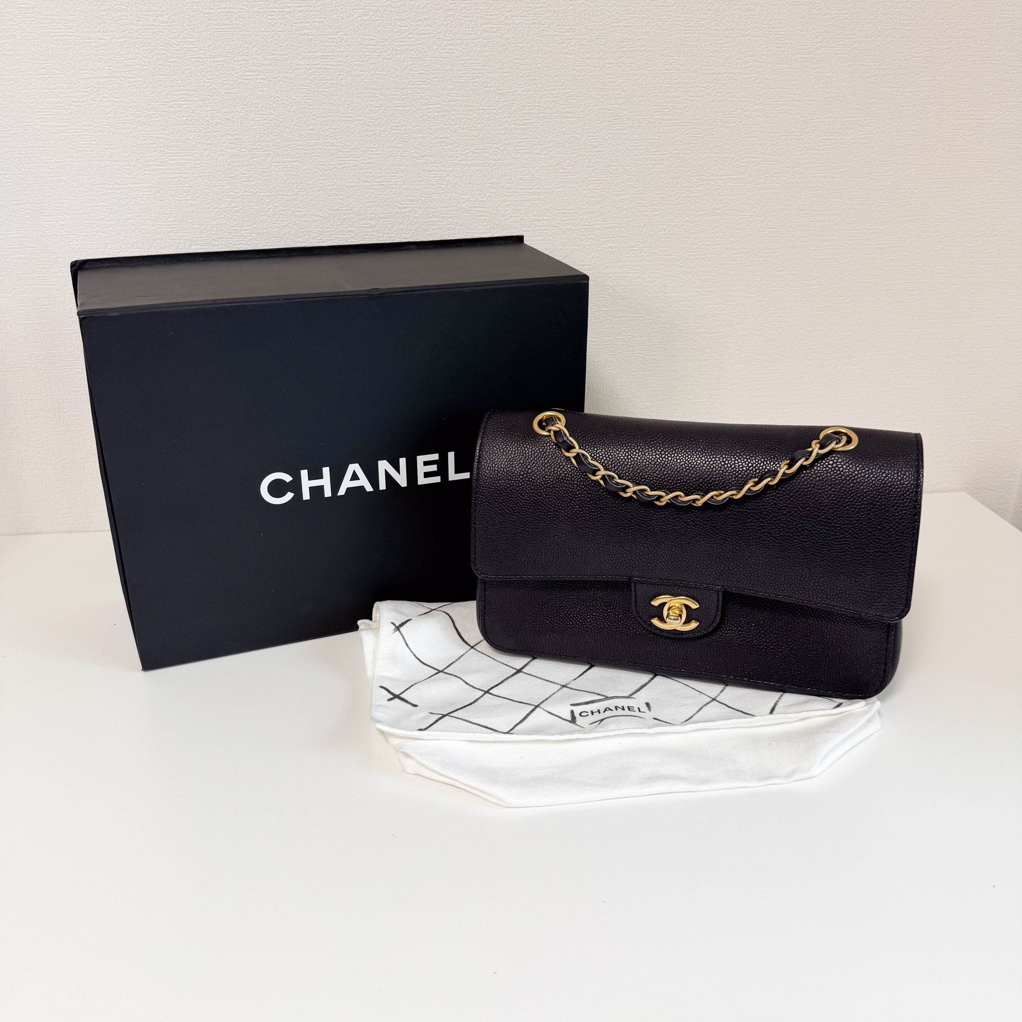 CHANEL Timeless Classic Double Flap Black Grain Calf Skin Shoulder Bag, in , Sold by HIVE PRELOVED - Shoulder Bags, ,