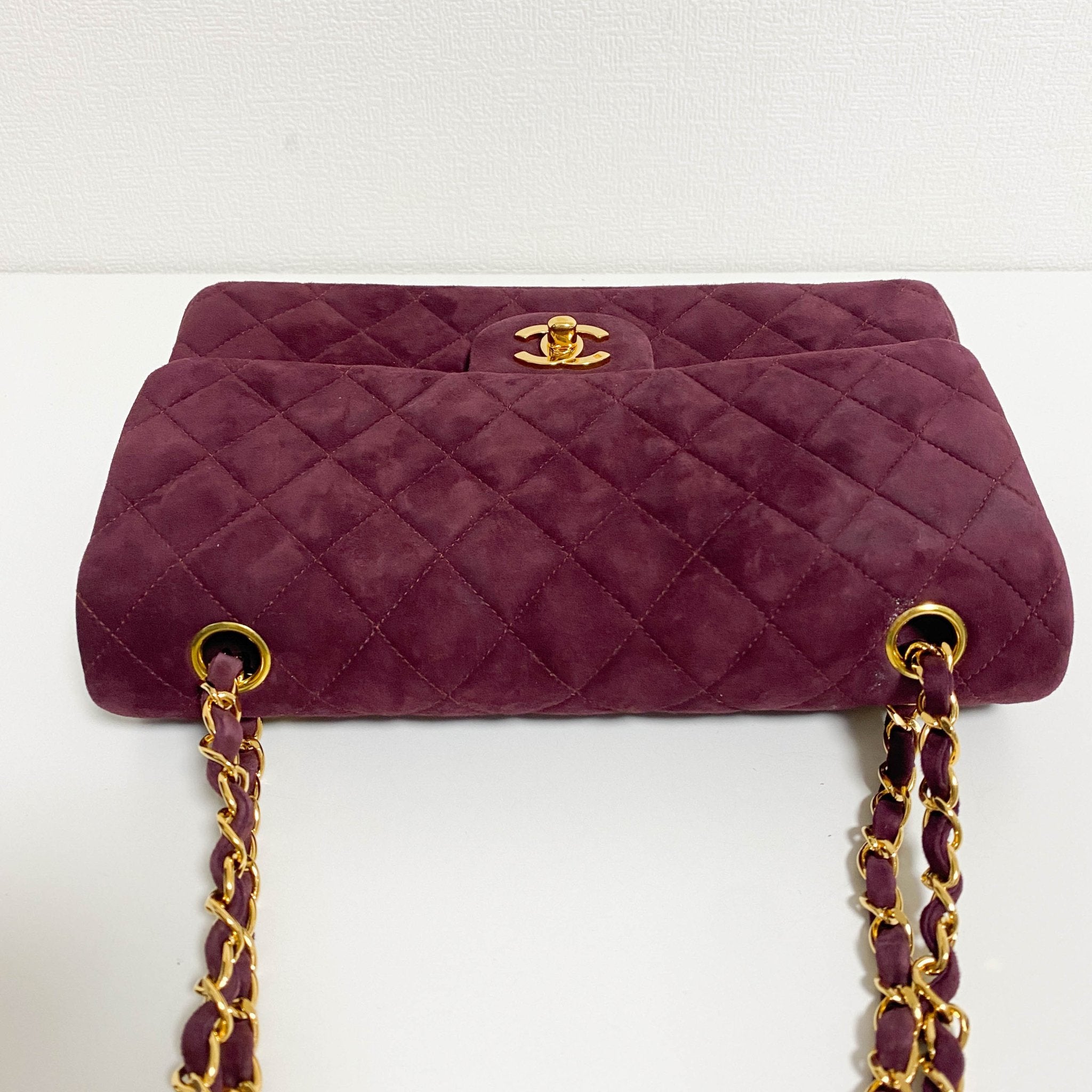 CHANEL TImeless Classic Double Flap Burgundy Suede Chain Shoulder Bag in Sold by HIVE PRELOVED - Crossbody bags, Shoulder Bag