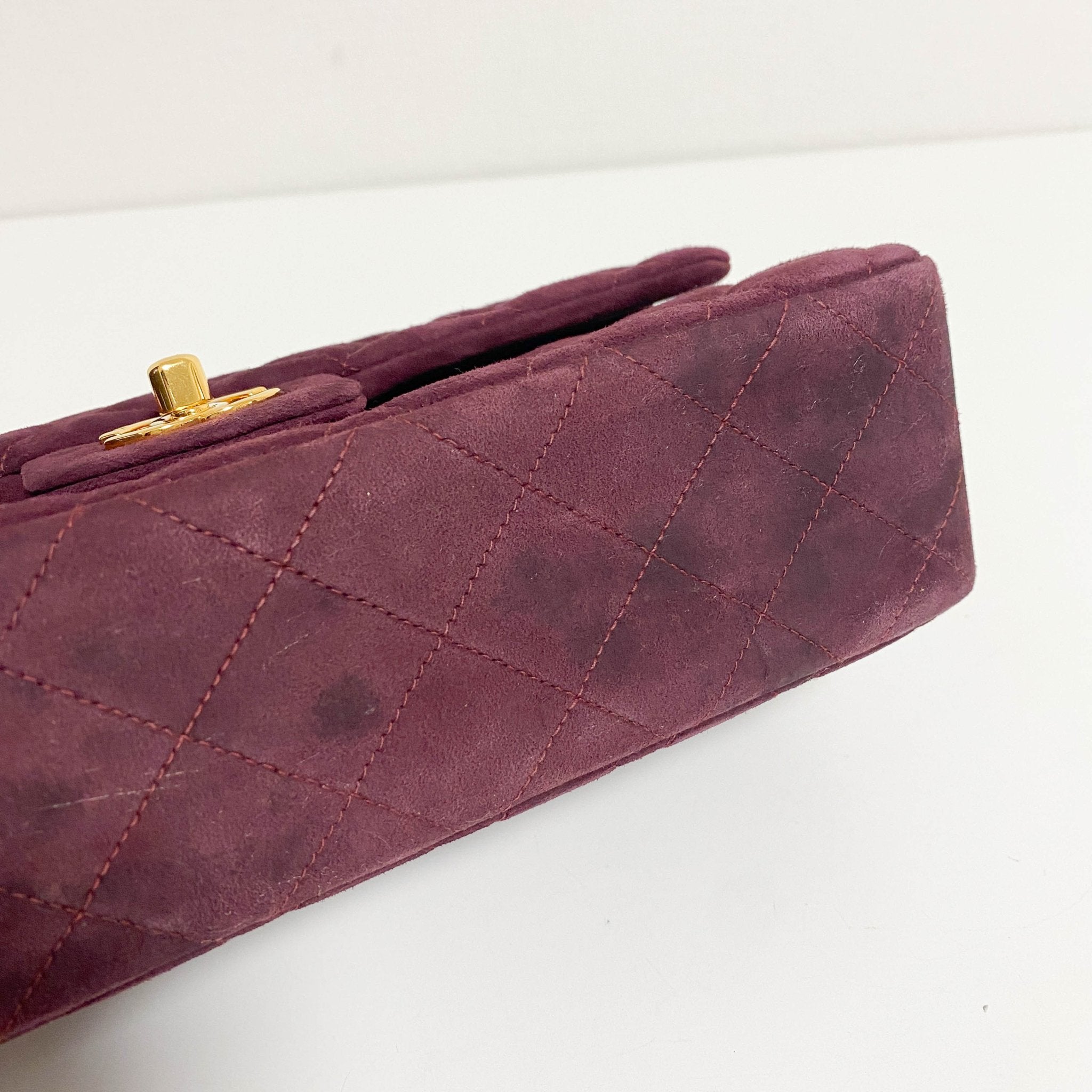 CHANEL TImeless Classic Double Flap Burgundy Suede Chain Shoulder Bag in Sold by HIVE PRELOVED - Crossbody bags, Shoulder Bag