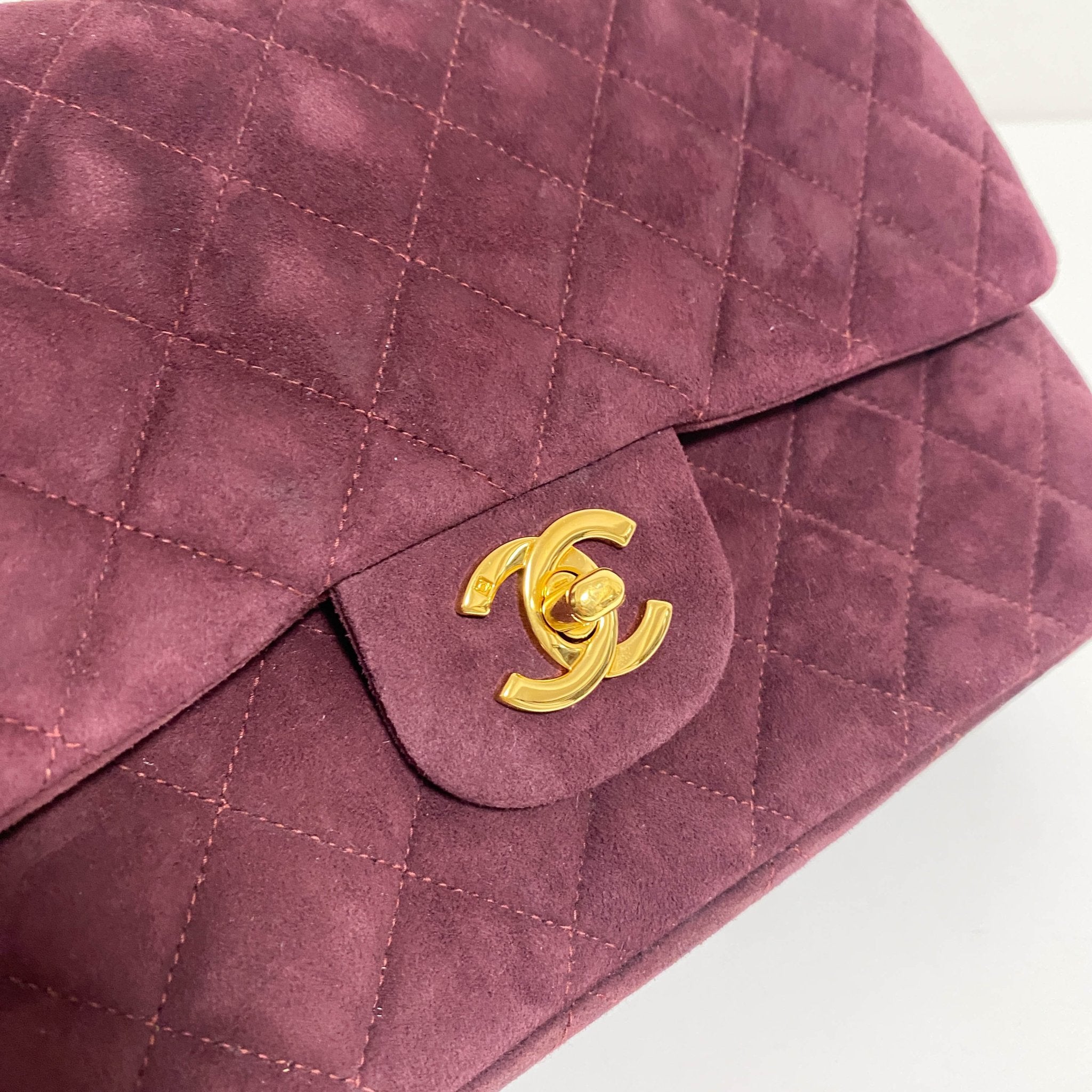 CHANEL TImeless Classic Double Flap Burgundy Suede Chain Shoulder Bag in Sold by HIVE PRELOVED - Crossbody bags, Shoulder Bag